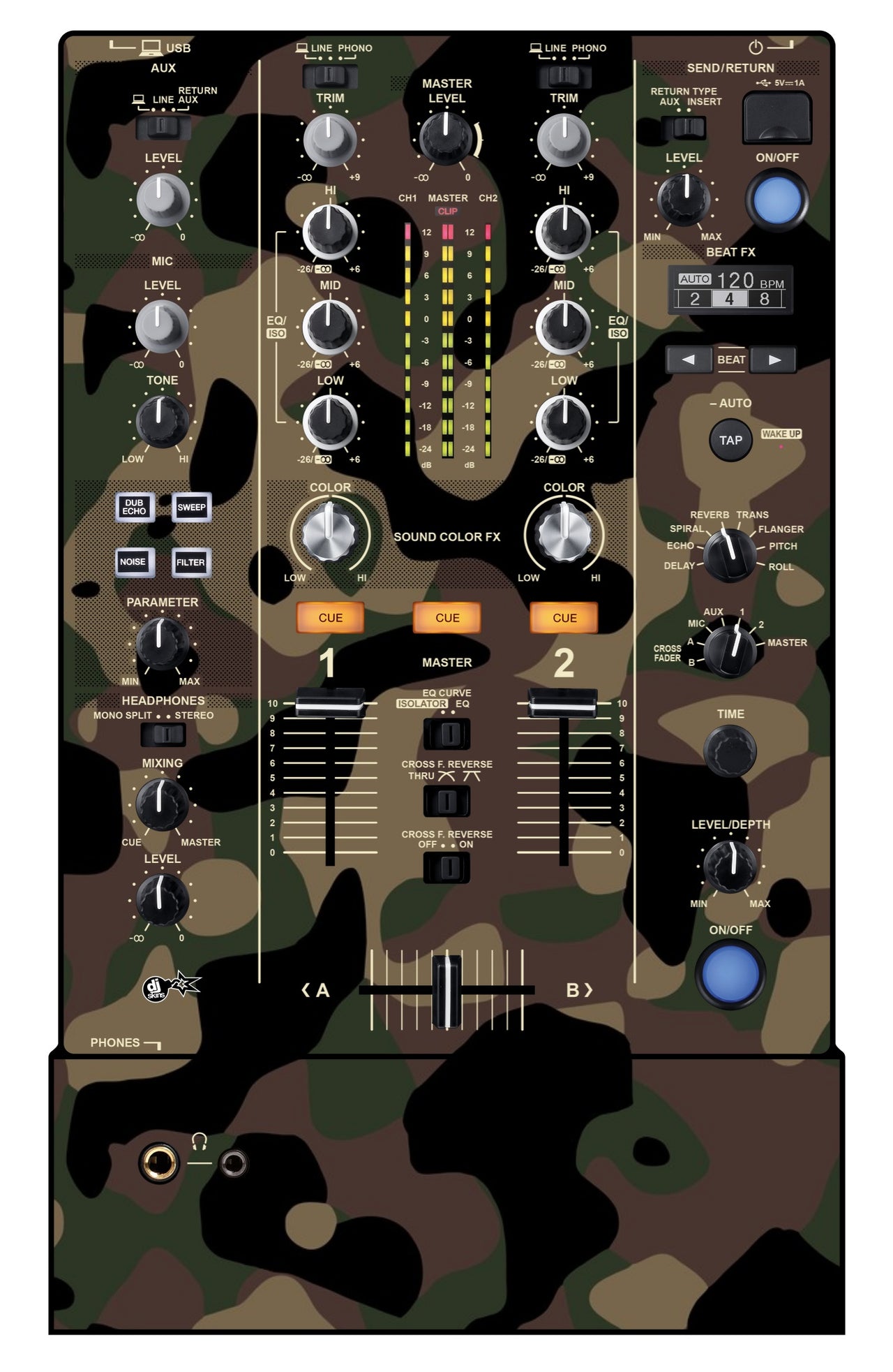 Pioneer DJ DJM 450 Skin Camo Woodland
