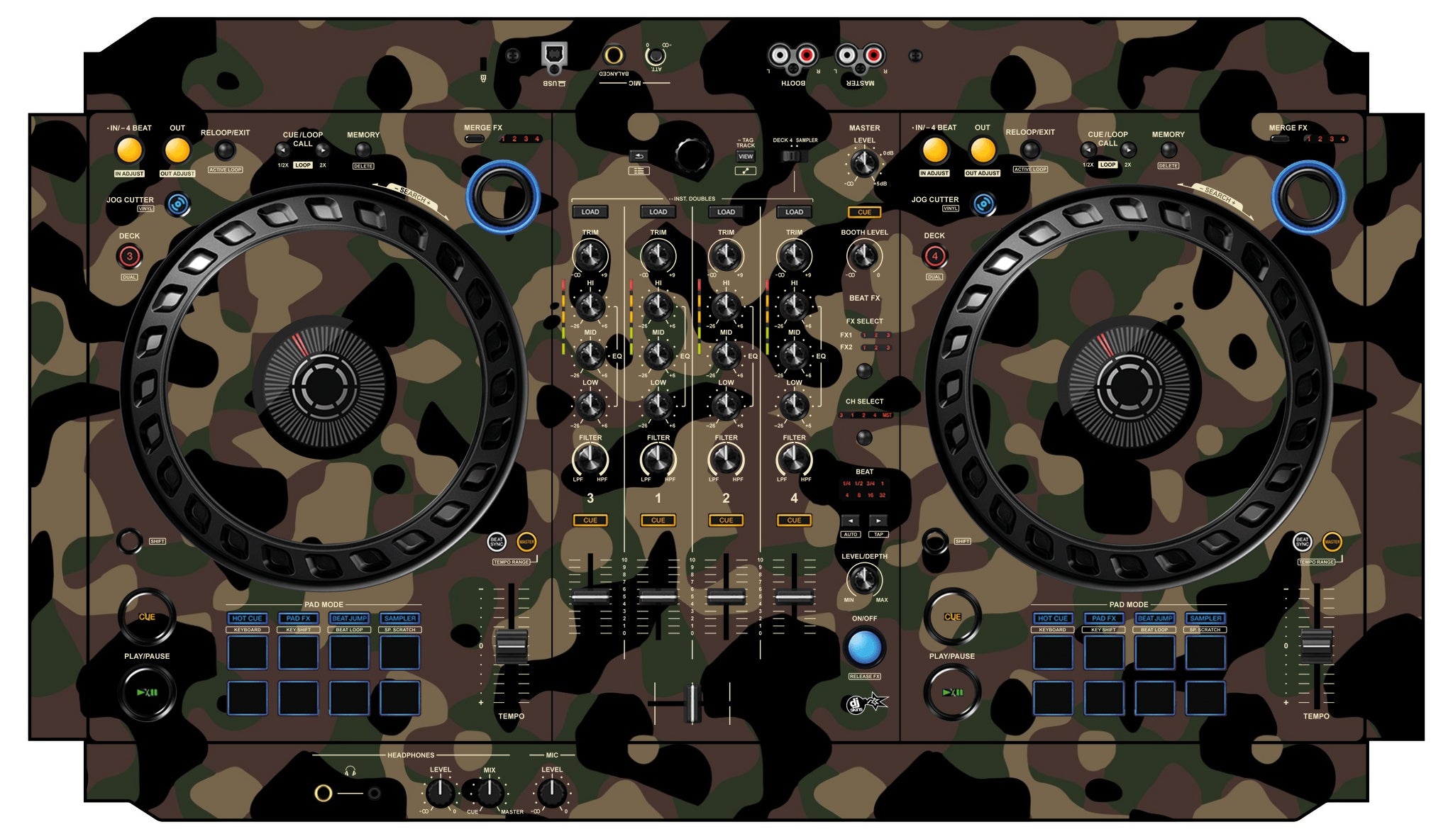DJ Skins® Pioneer DJ DDJ FLX6 Skin Camo Woodland