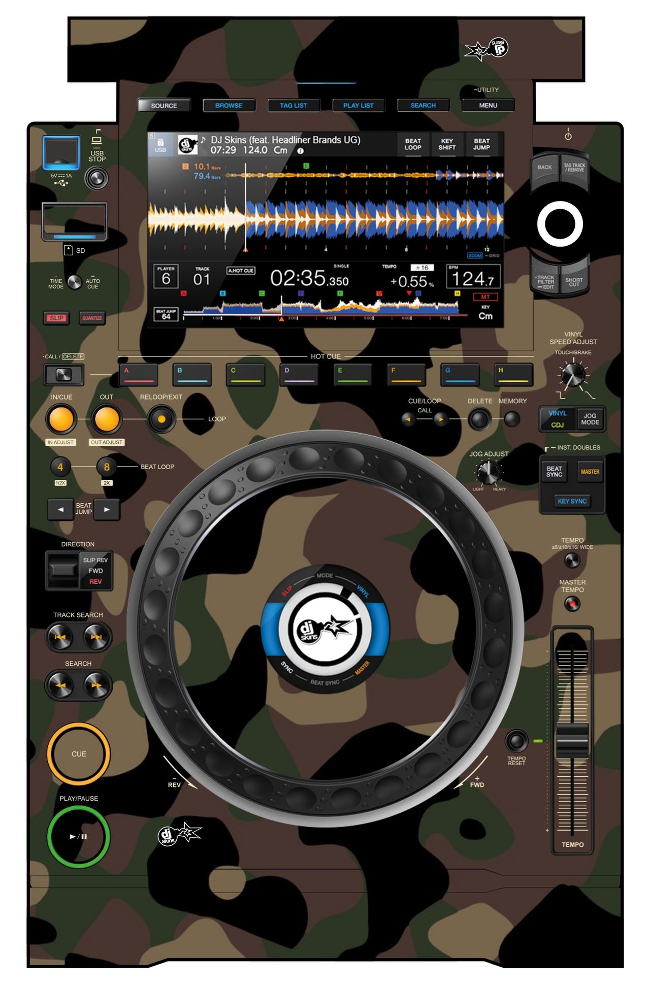 Pioneer DJ CDJ 3000 Skin Camo Woodland