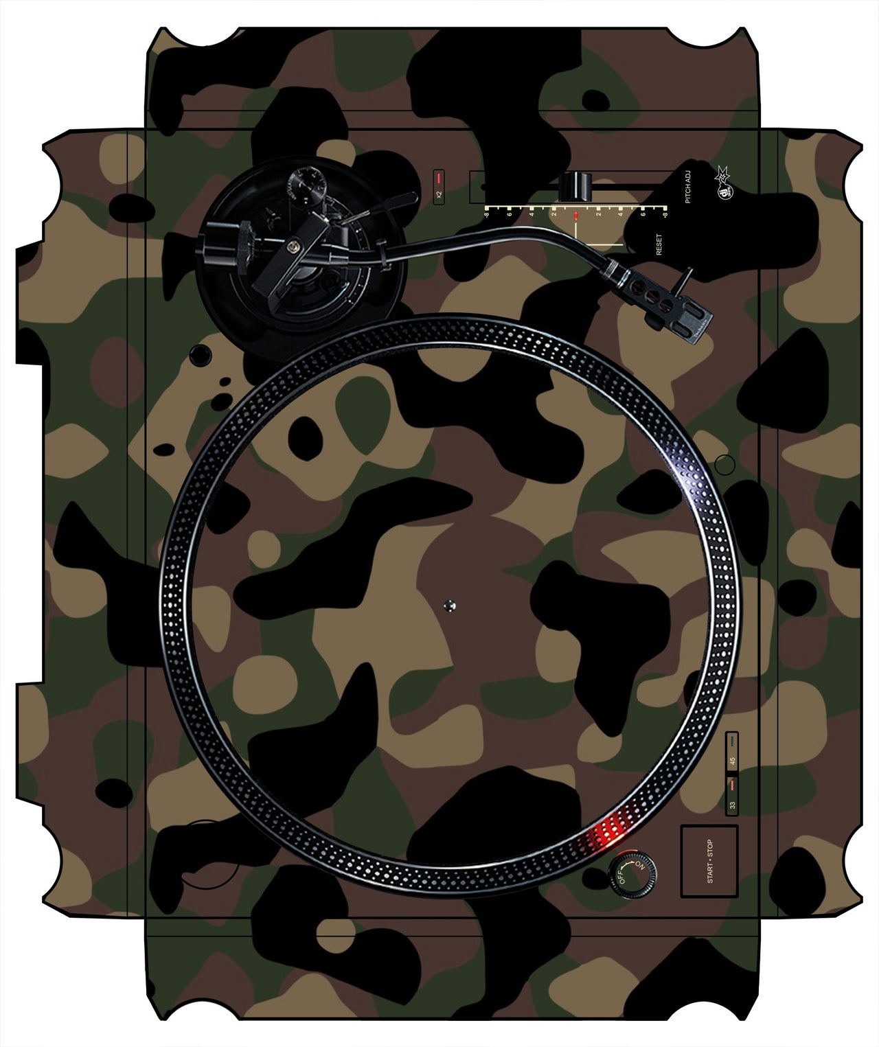 Technics 1200 / 1210 MK7 VERTICAL Skin Camo Woodland