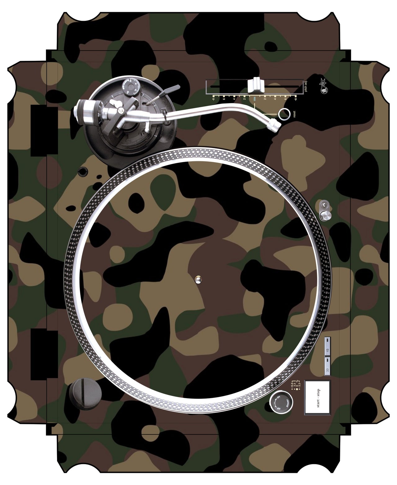 Technics 1200 / 1210 MK5 VERTICAL Skin Camo Woodland