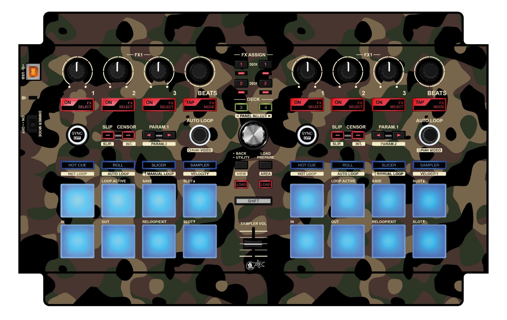 Pioneer DJ DDJ SP 1 Skin Camo Woodland