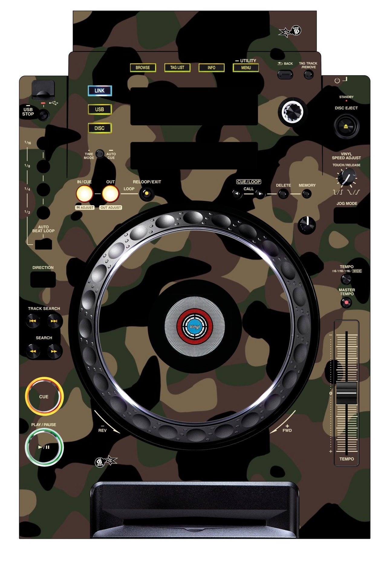 Pioneer DJ CDJ 900 Skin Camo Woodland
