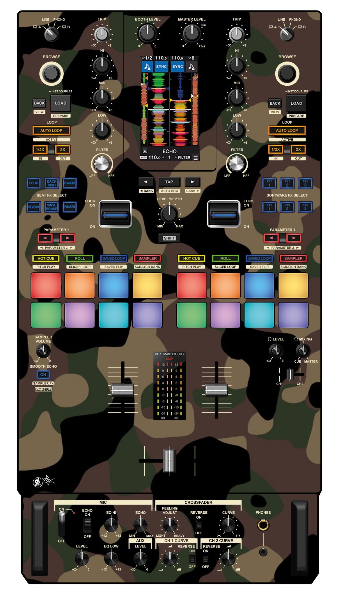 Pioneer DJ DJM S11 Skin Camo Woodland