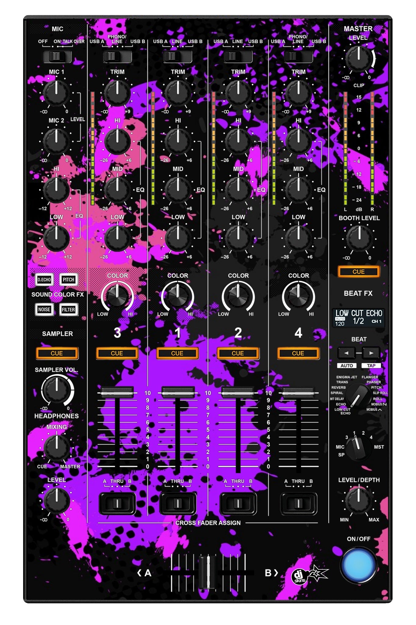 Pioneer DJ DDJ 1000 SRT MIXER Skin Conflict Purple