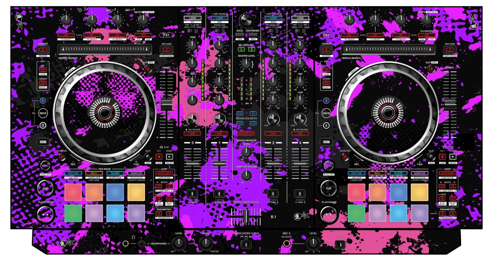 Pioneer DJ DDJ SX 3 Skin Conflict Purple