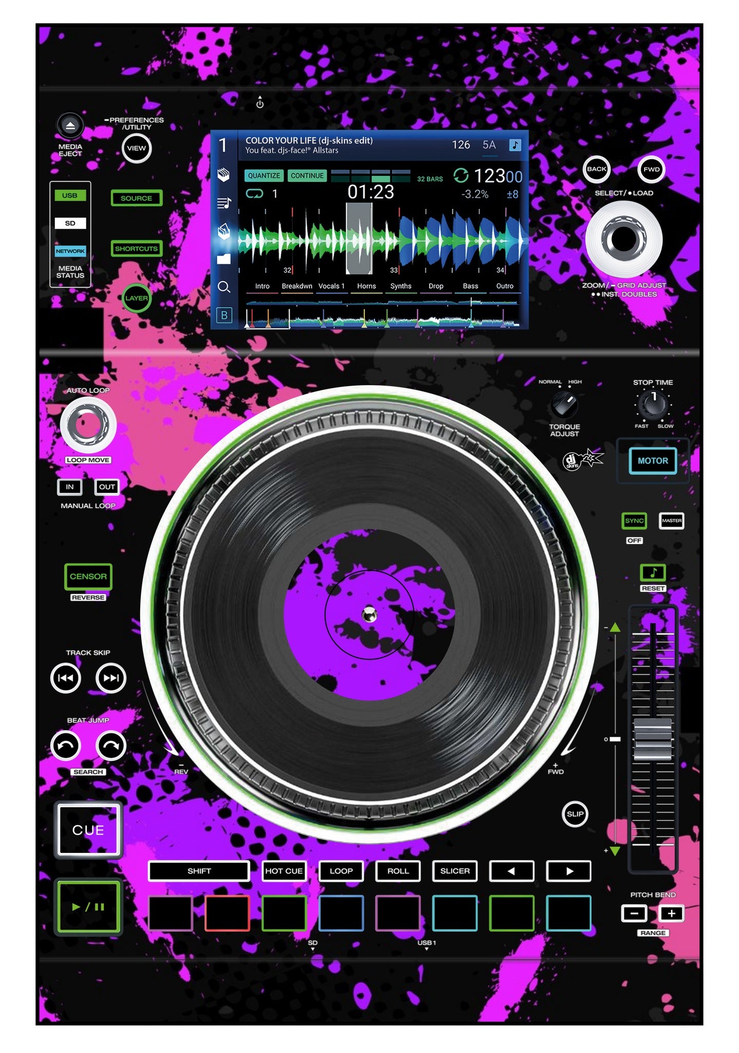 Denon DJ SC 5000 M Skin Conflict Purple