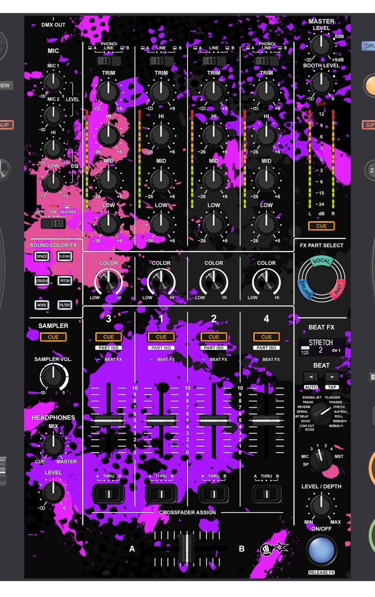 Pioneer DJ DDJ FLX10 MIXER Skin Conflict Purple