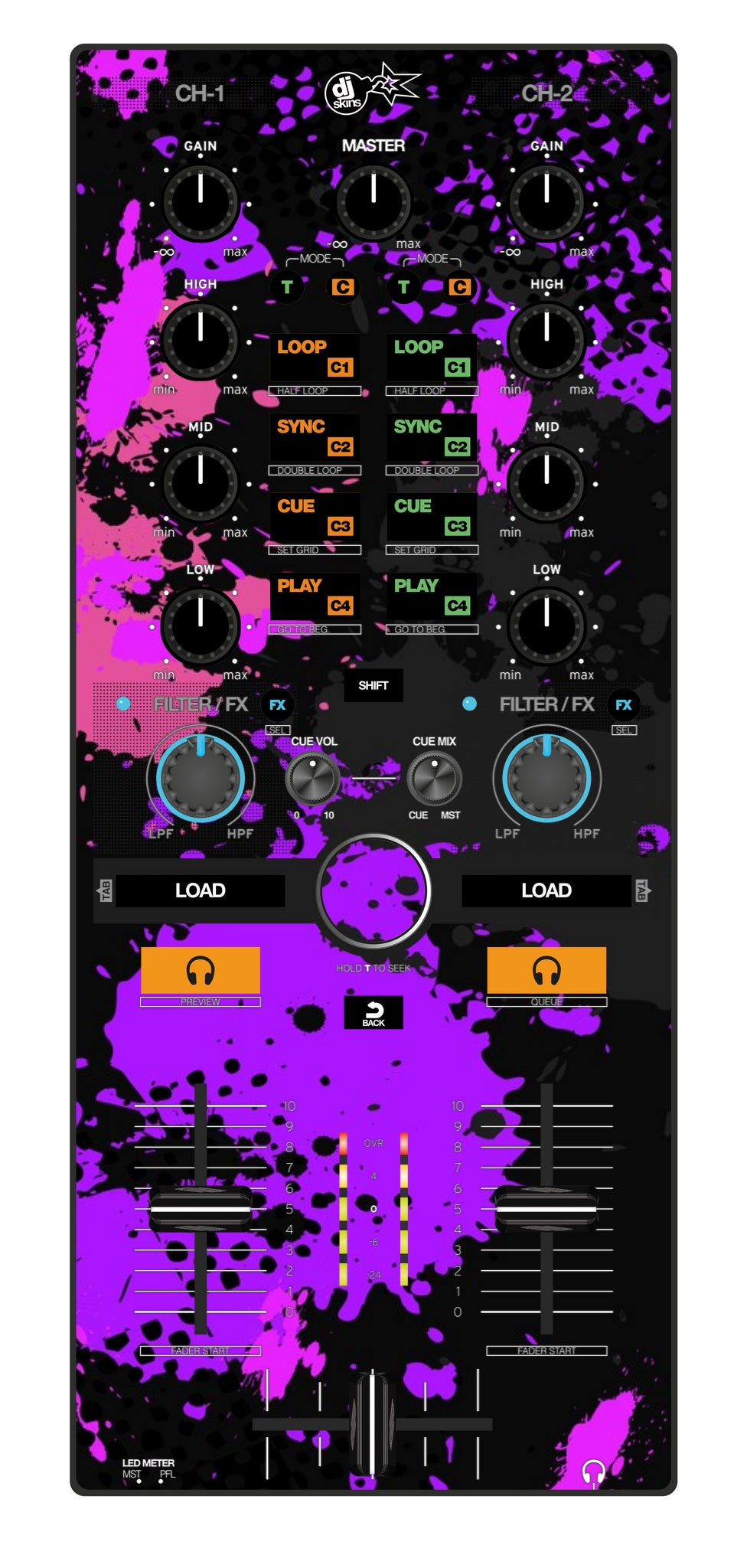 Reloop Mixtour Skin Conflict Purple