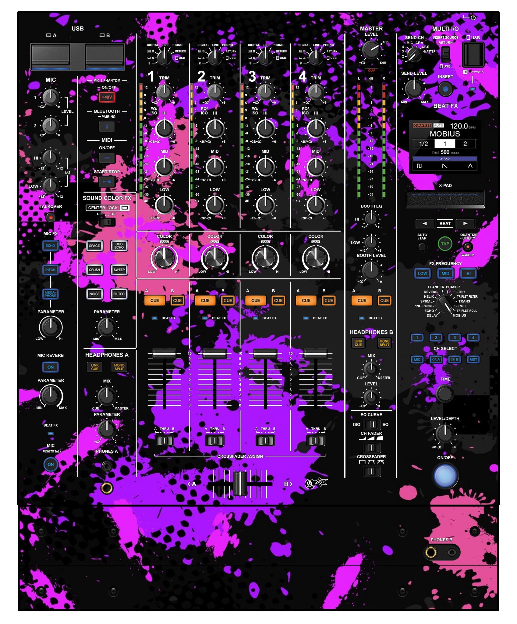 Pioneer DJ DJM A9 Skin Conflict Purple