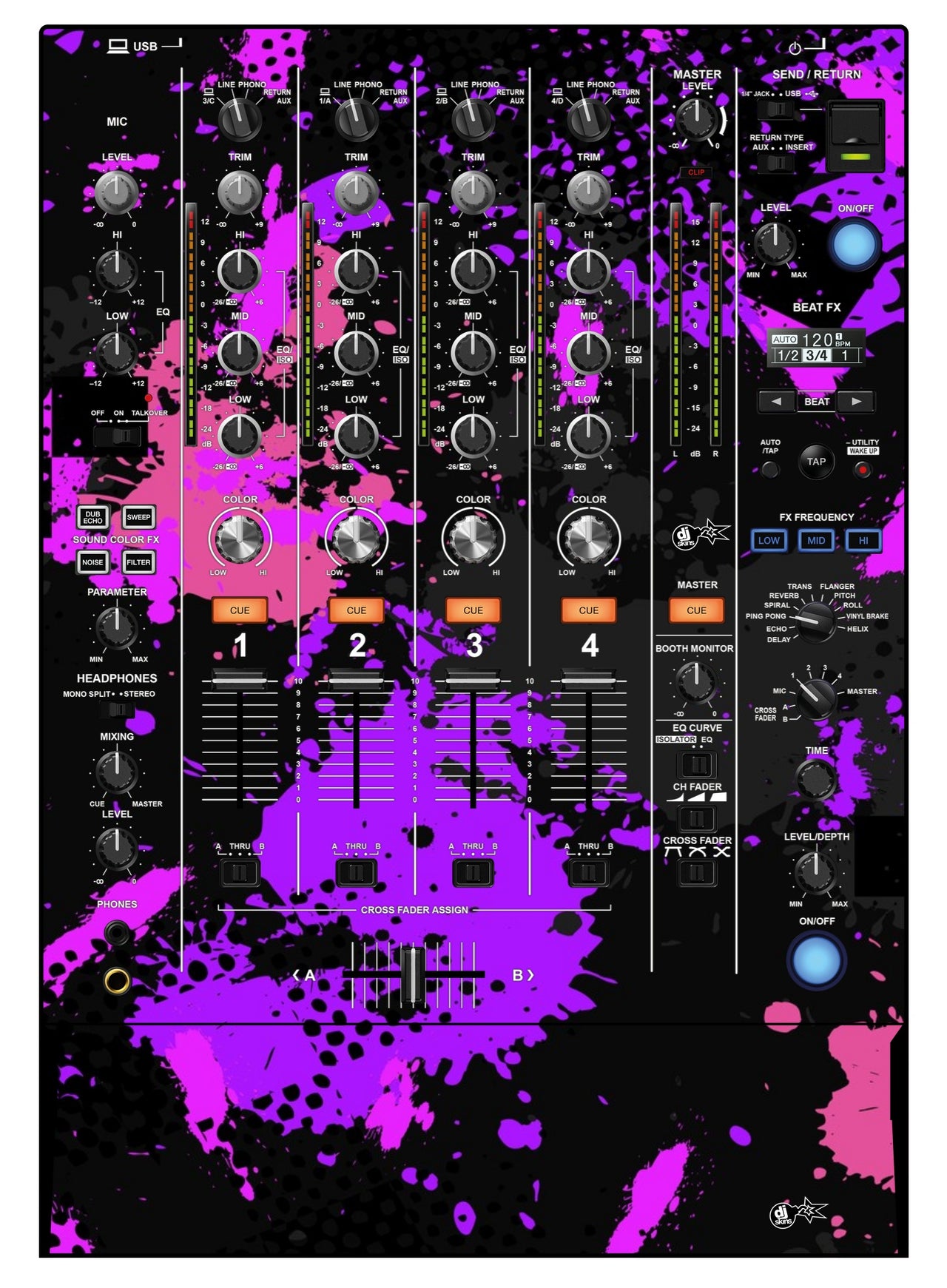 Pioneer DJ DJM 750 MK2 Skin Conflict Purple