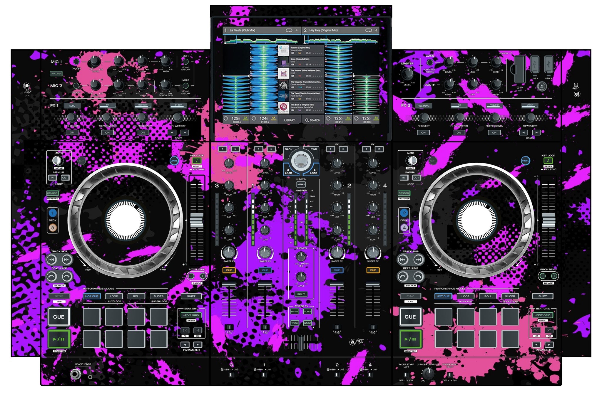 Denon DJ PRIME 4 Skin Conflict Purple