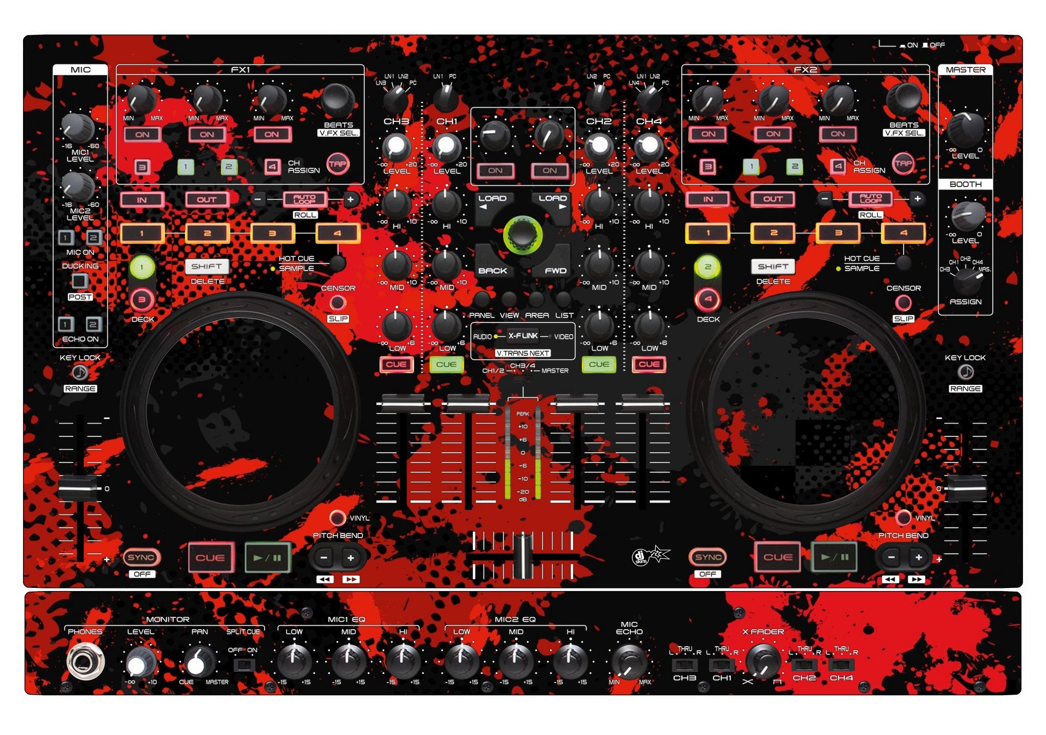 Denon DJ MC 6000 MK2 Skin Conflict Red