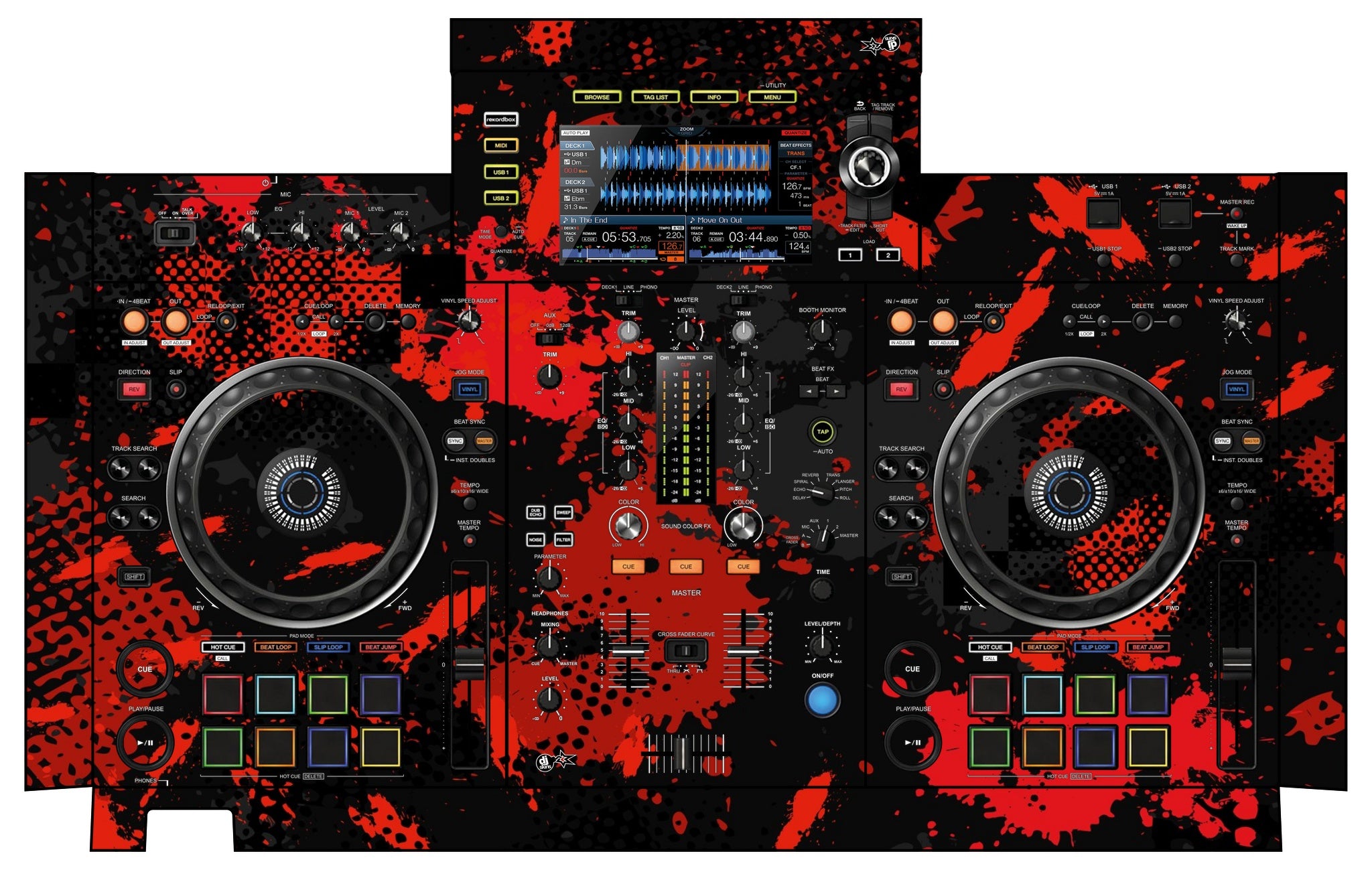 Pioneer DJ XDJ RX 2 Skin Conflict Red