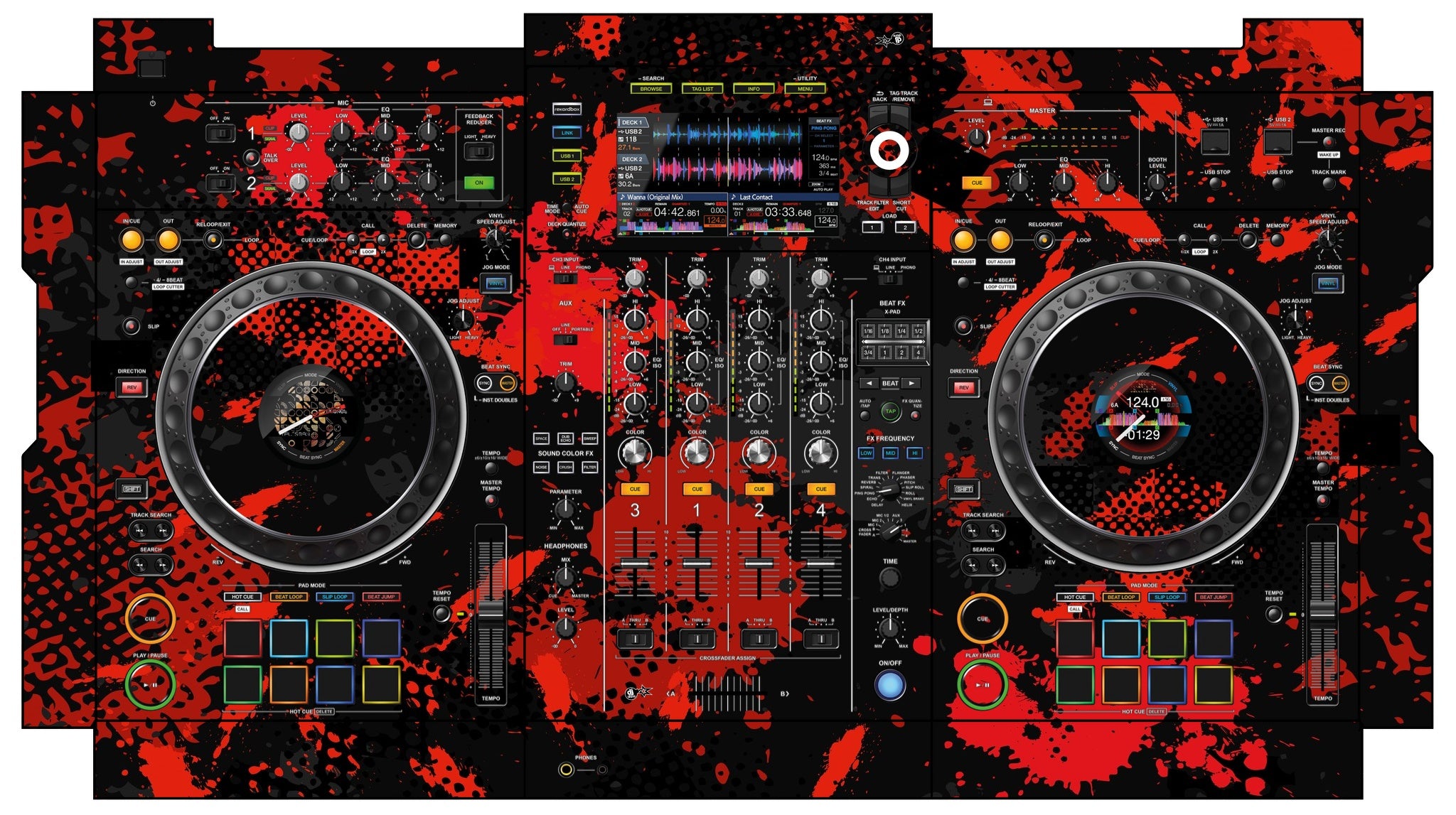 Pioneer DJ XDJ XZ Skin Conflict Red