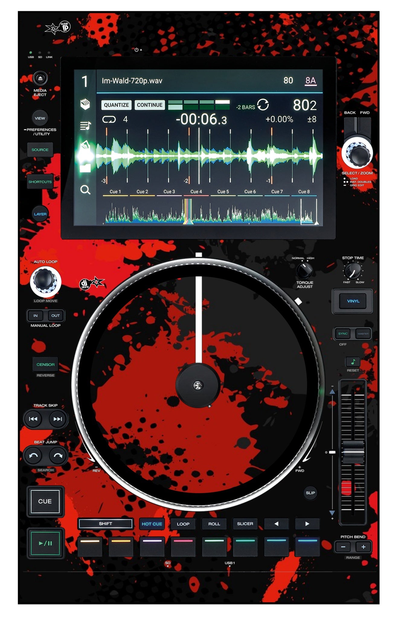 Denon DJ SC 6000 M Skin Conflict Red