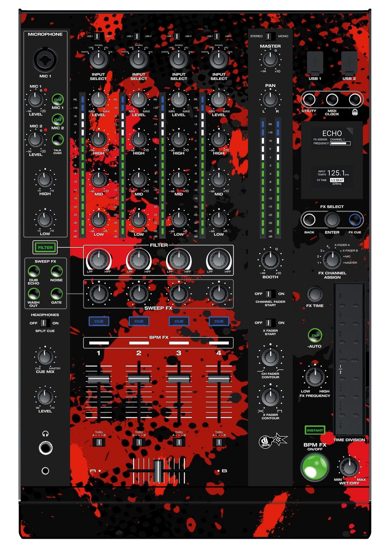 Denon DJ X 1800 Skin Conflict Red