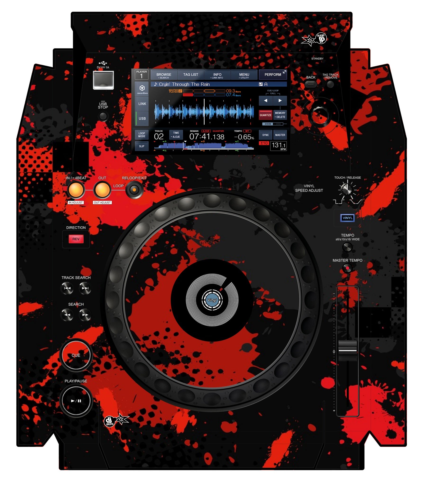 Pioneer DJ XDJ 1000 Skin Conflict Red