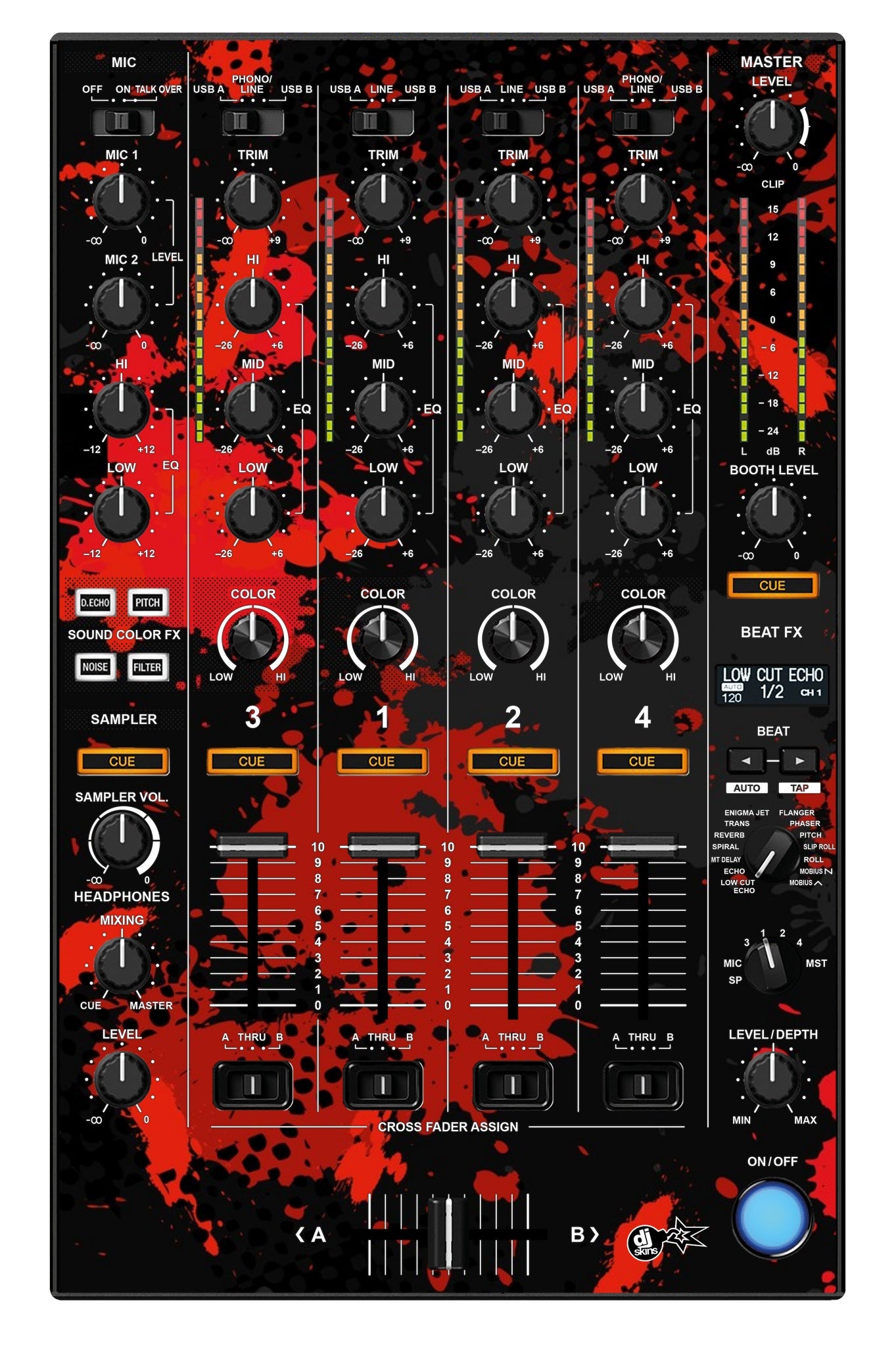 Pioneer DJ DDJ 1000 SRT MIXER Skin Conflict Red