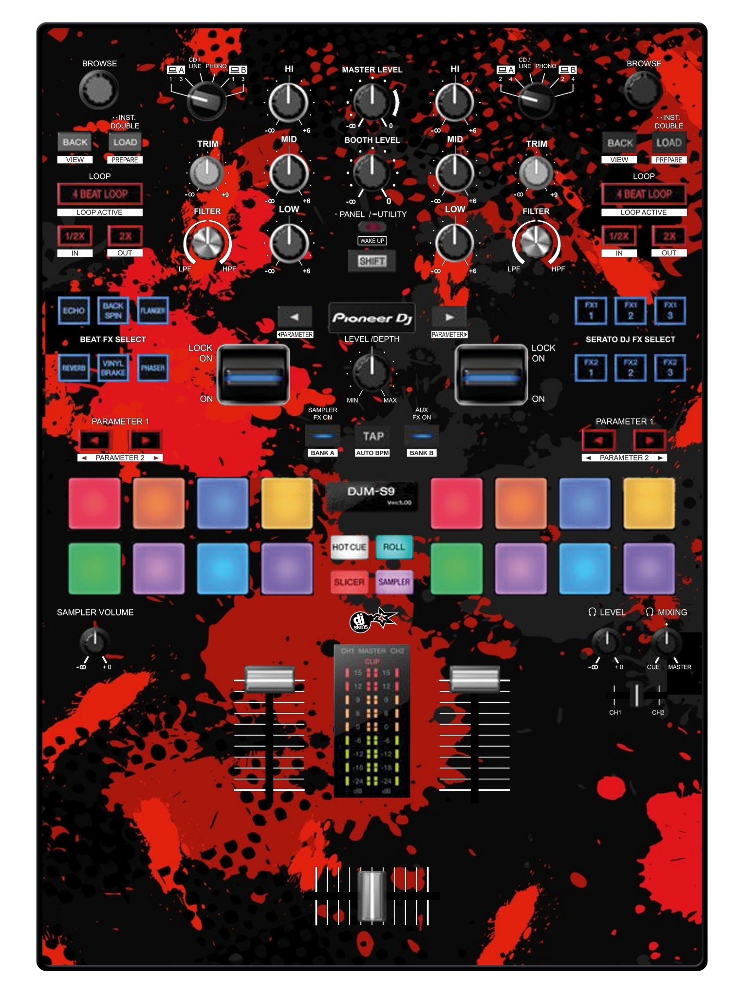 Pioneer DJ DJM S9 Skin Conflict Red