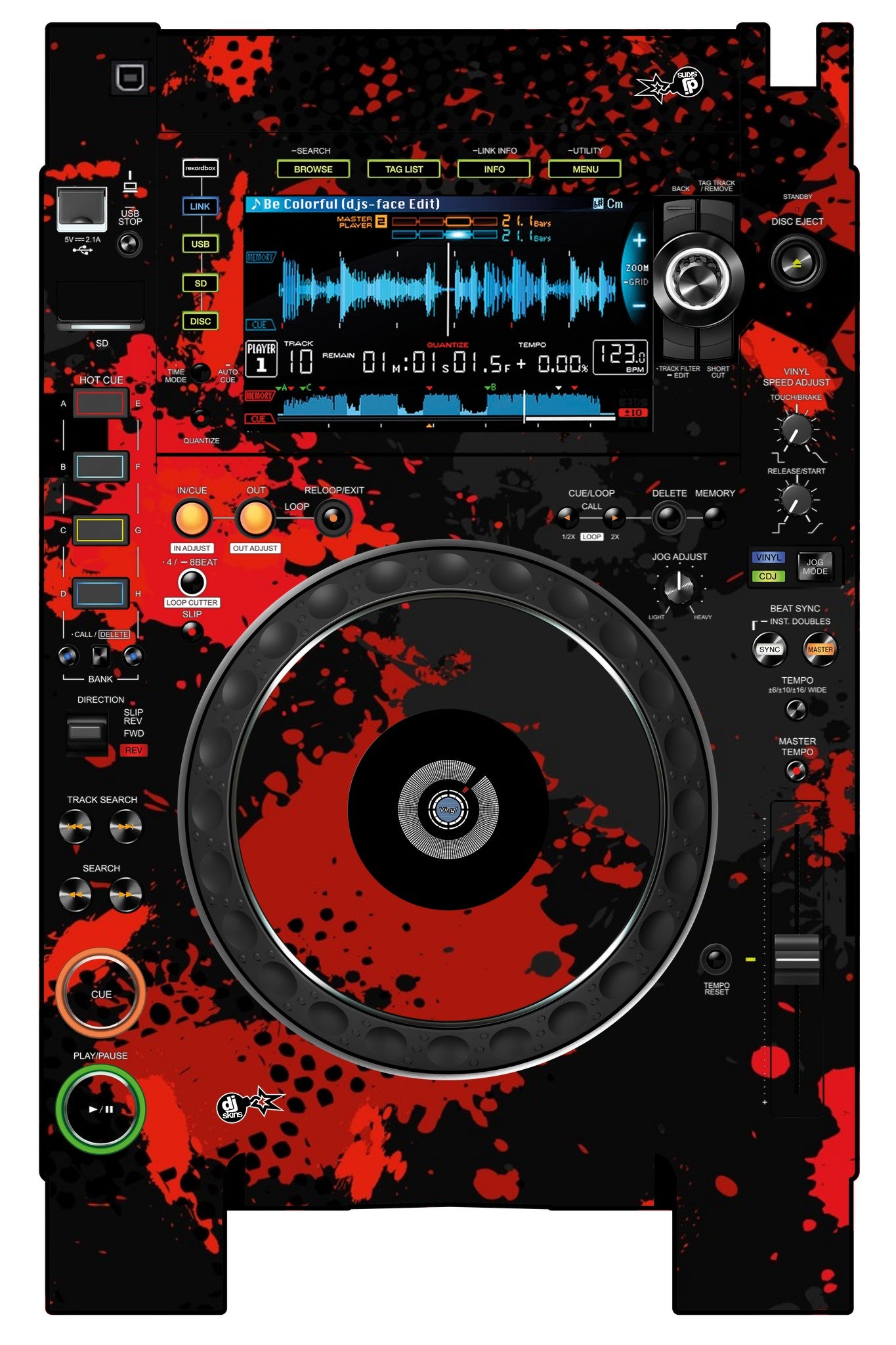 Pioneer DJ CDJ 2000 NEXUS 2 Skin Conflict Red