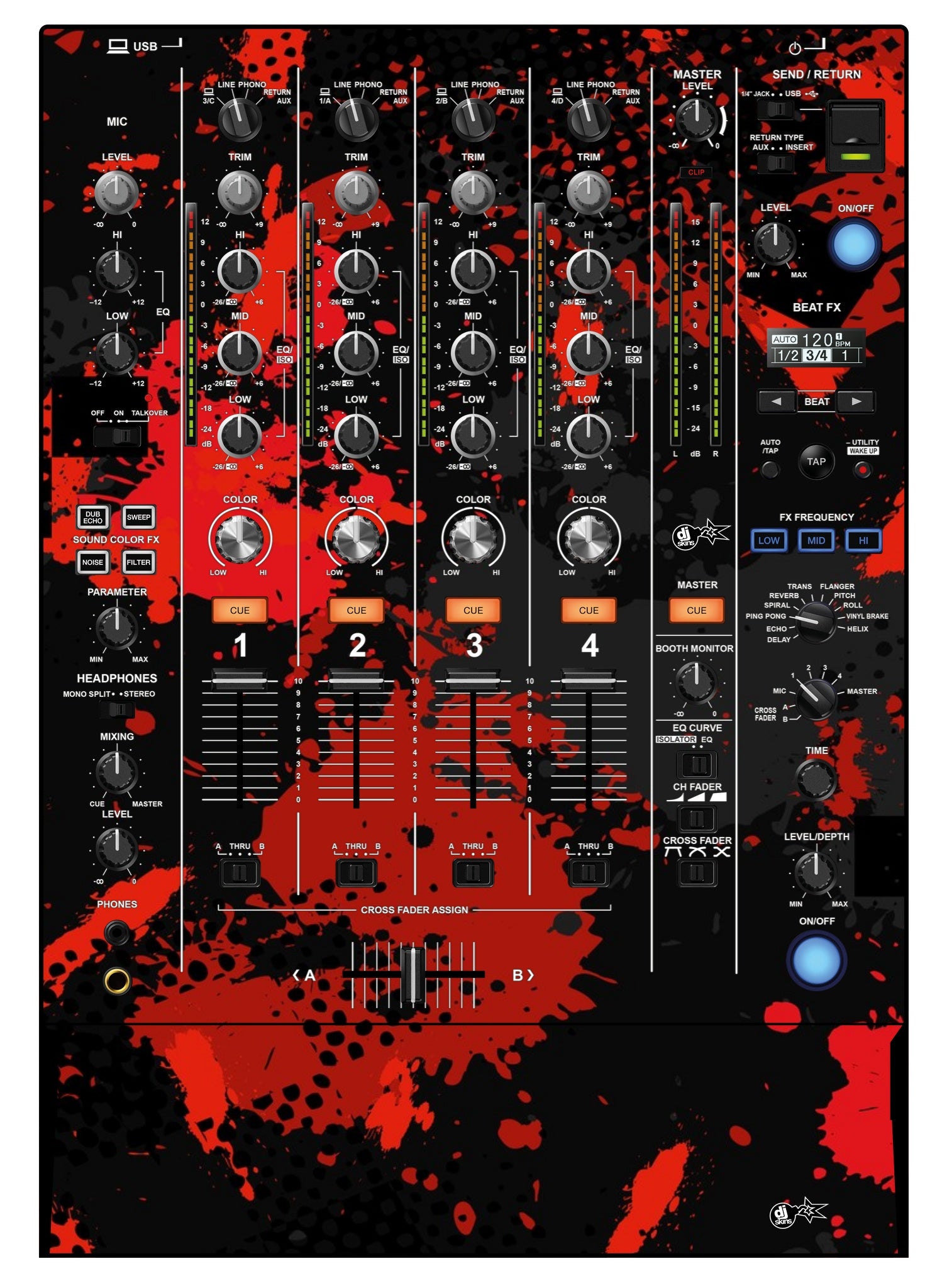 Pioneer DJ DJM 750 MK2 Skin Conflict Red