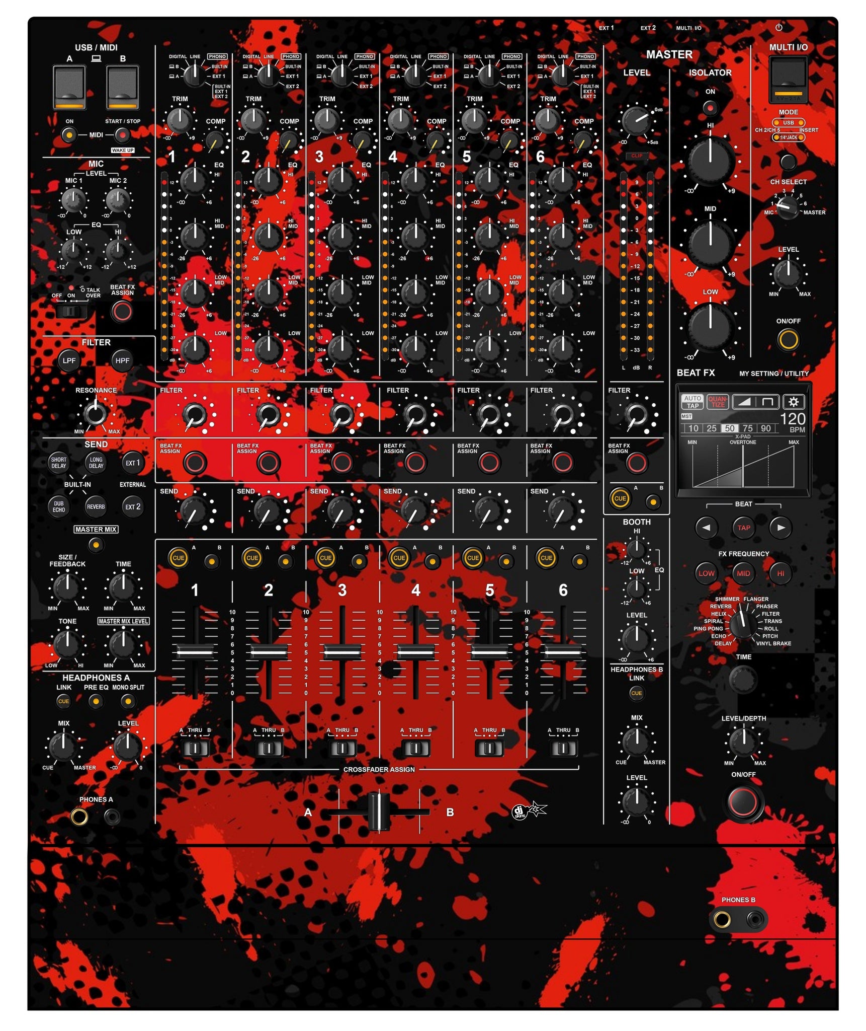 Pioneer DJ DJM V10 Skin Conflict Red