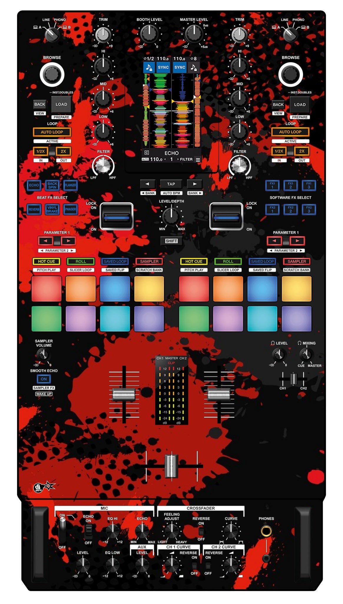 Pioneer DJ DJM S11 Skin Conflict Red
