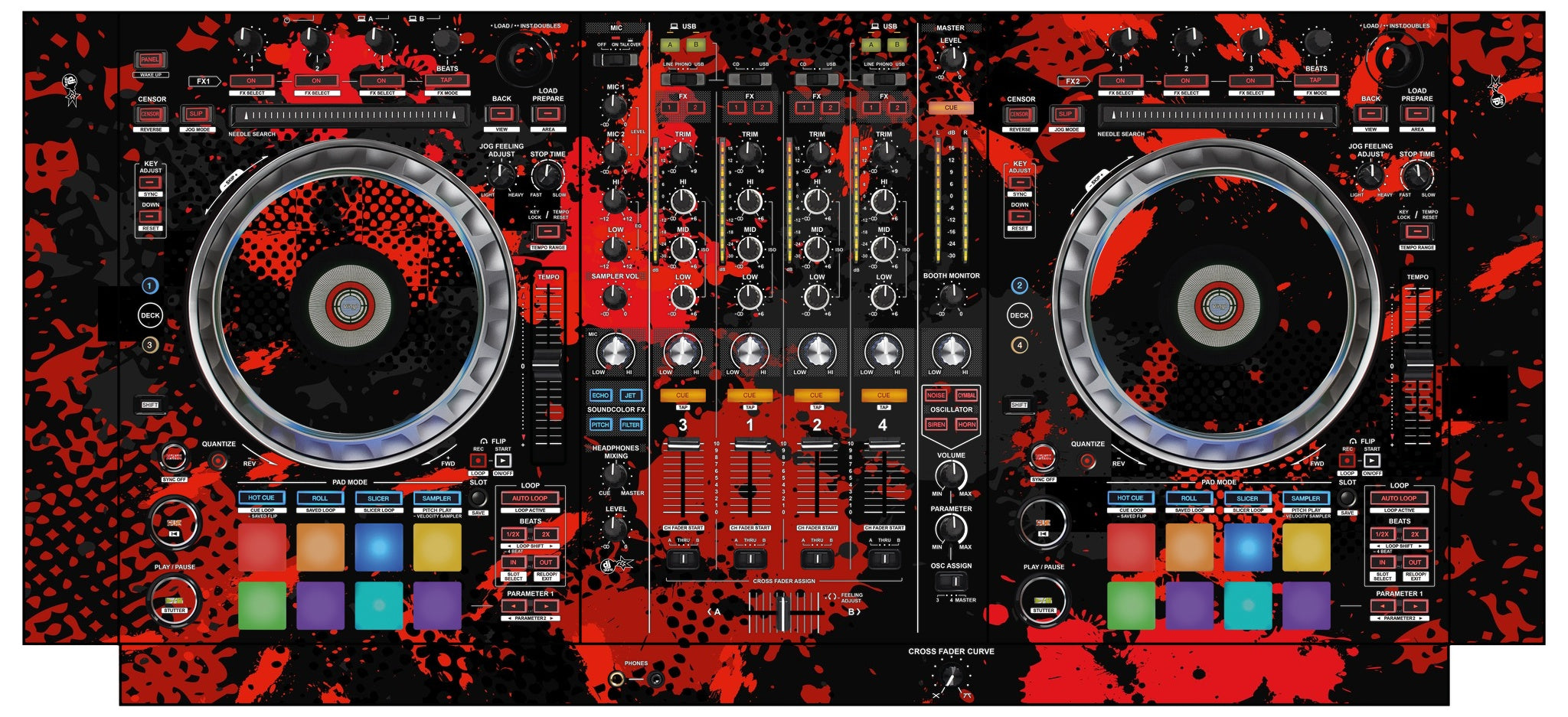 Pioneer DJ DDJ SZ 2 Skin Conflict Red