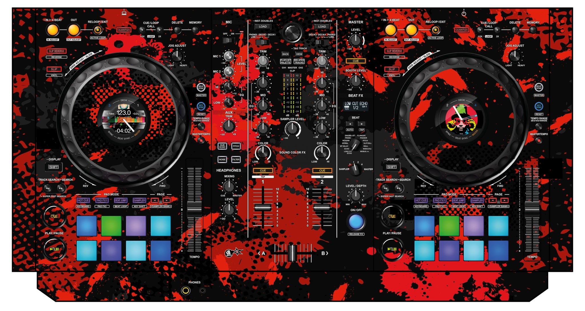 DJ Skins® Pioneer DJ DDJ 800 Skin Conflict Red