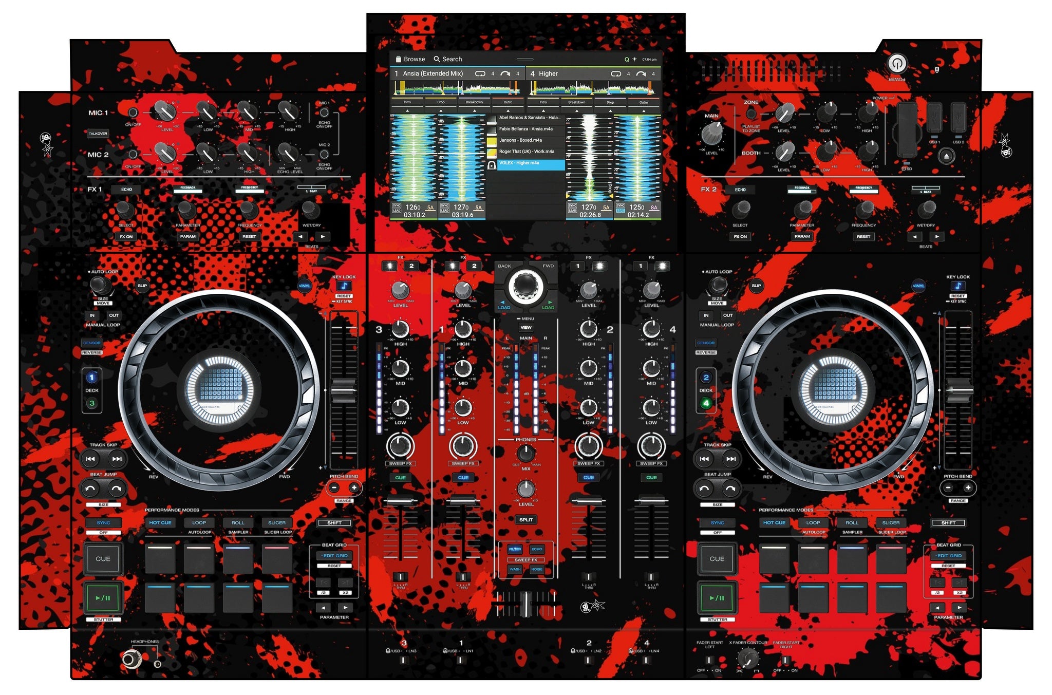 Denon DJ PRIME 4+ Skin Conflict Red