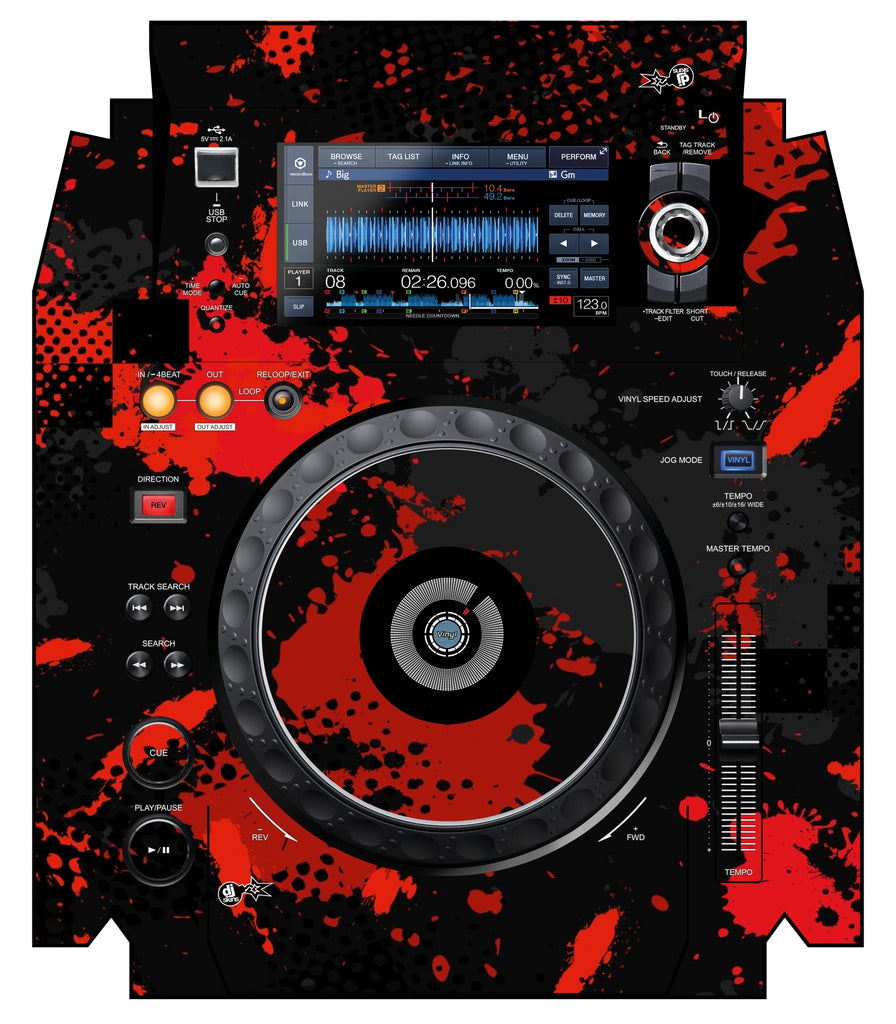 Pioneer DJ XDJ 1000 MK2 Skin Conflict Red