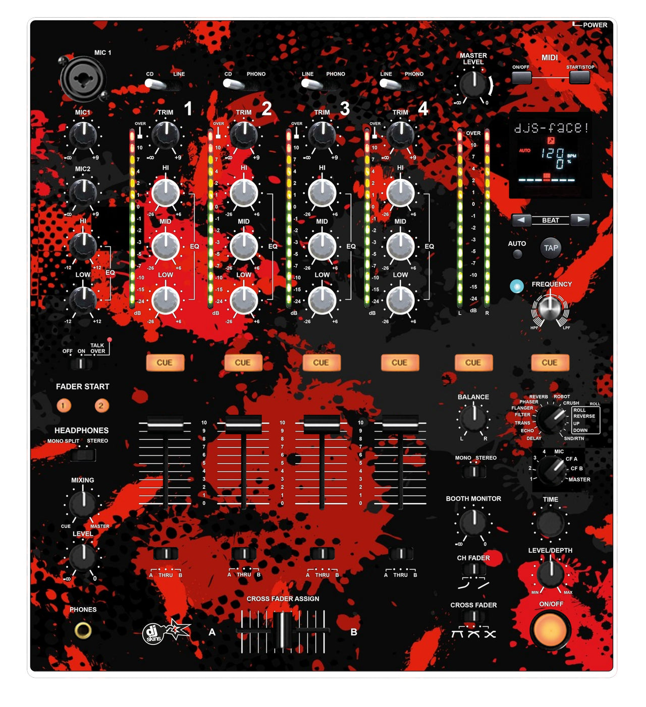 Pioneer DJ DJM 700 Skin Conflict Red
