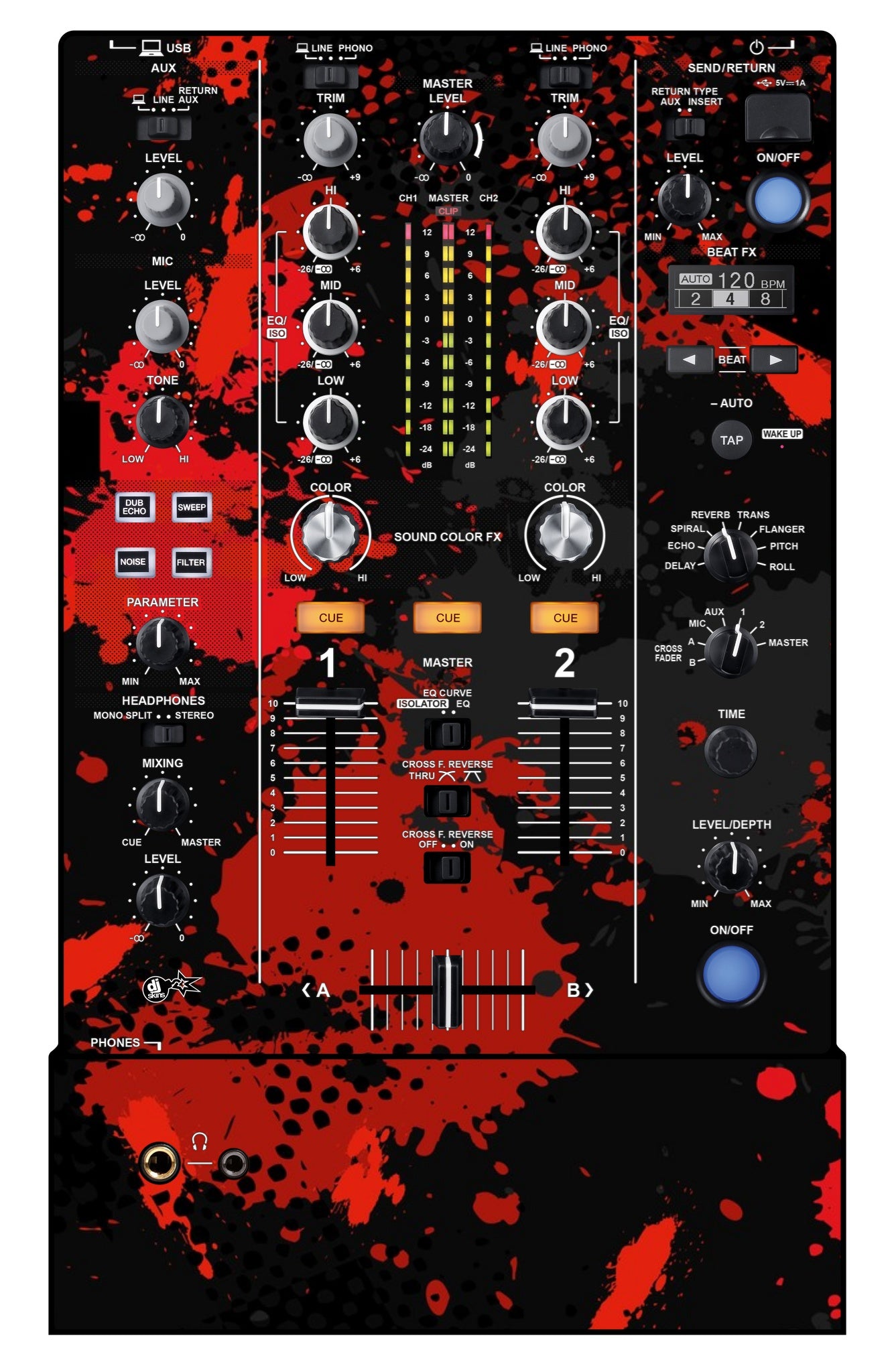 Pioneer DJ DJM 450 Skin Conflict Red