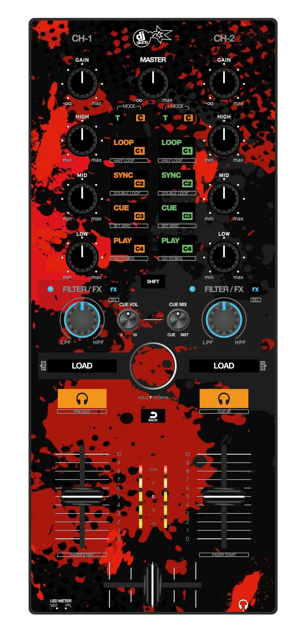 Reloop Mixtour Skin Conflict Red