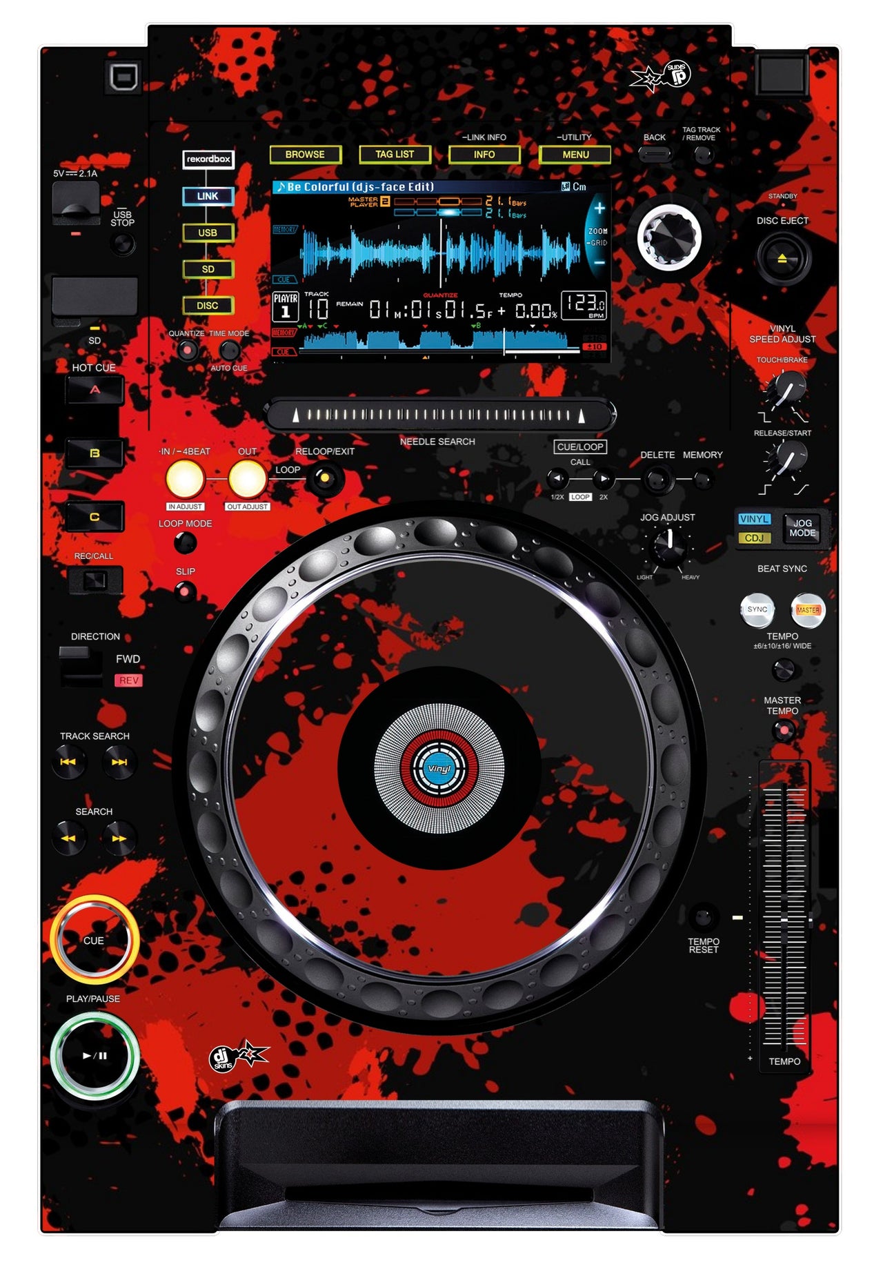 Pioneer DJ CDJ 2000 NEXUS Skin Conflict Red