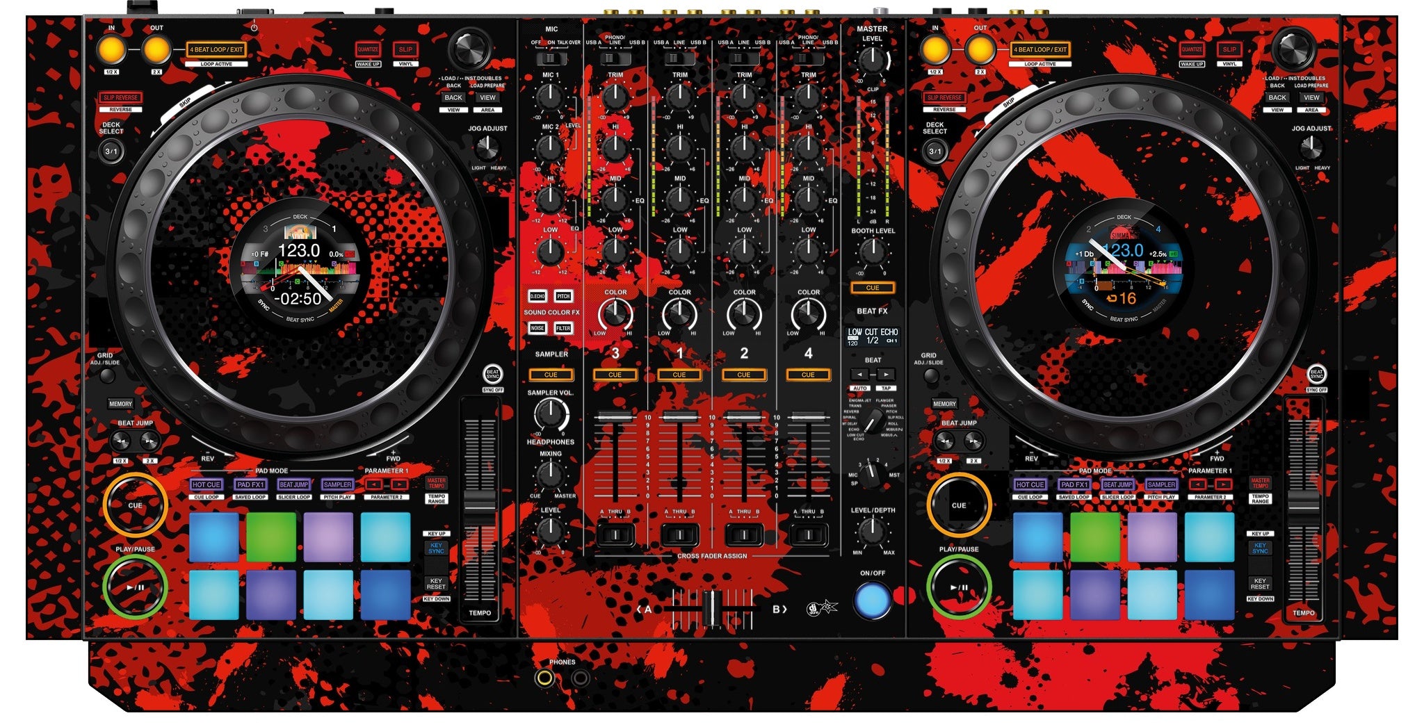 Pioneer DJ DDJ 1000 SRT Skin Conflict Red