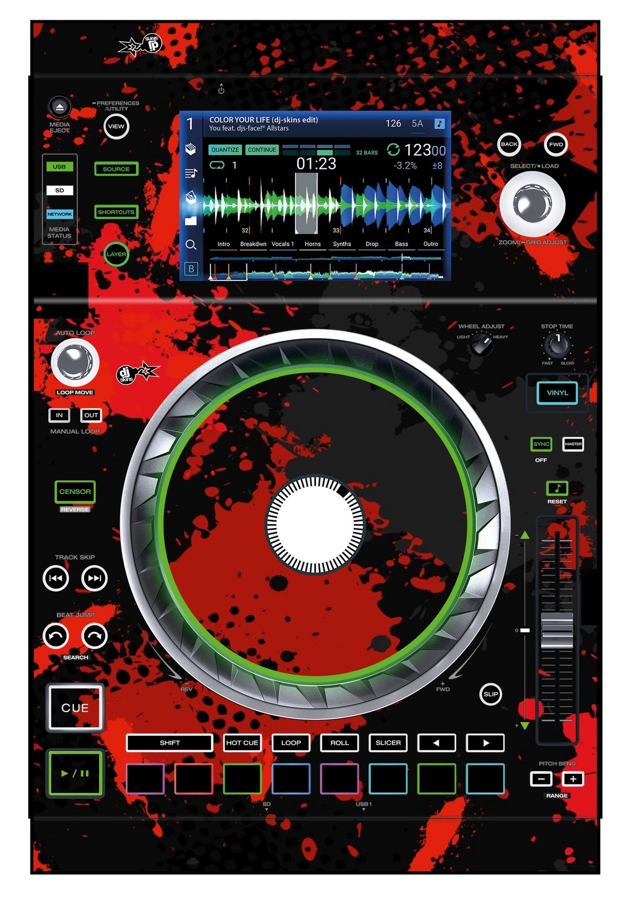 Denon DJ SC 5000 Skin Conflict Red