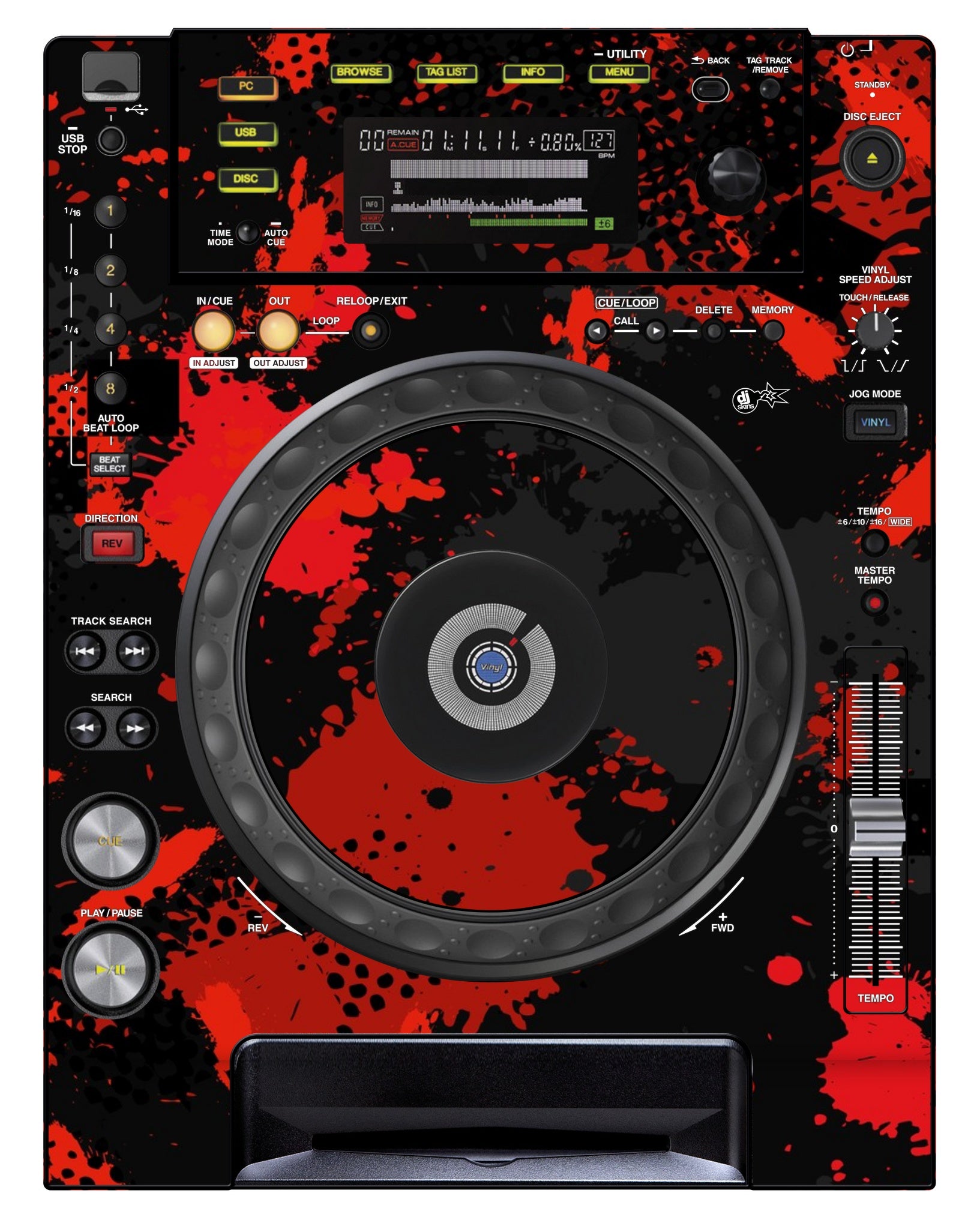 Pioneer DJ CDJ 850 Skin Conflict Red