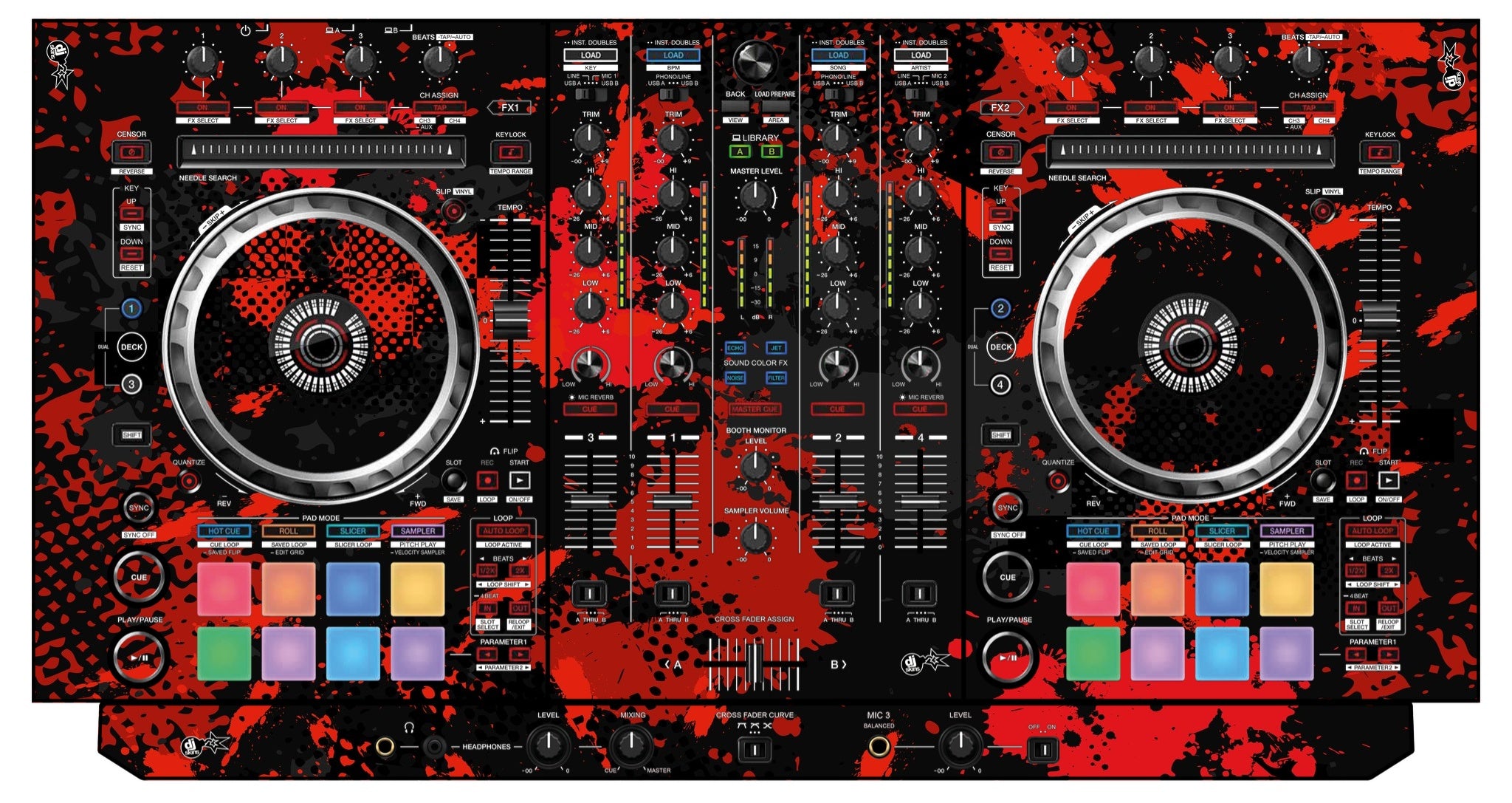 Pioneer DJ DDJ SX 3 Skin Conflict Red