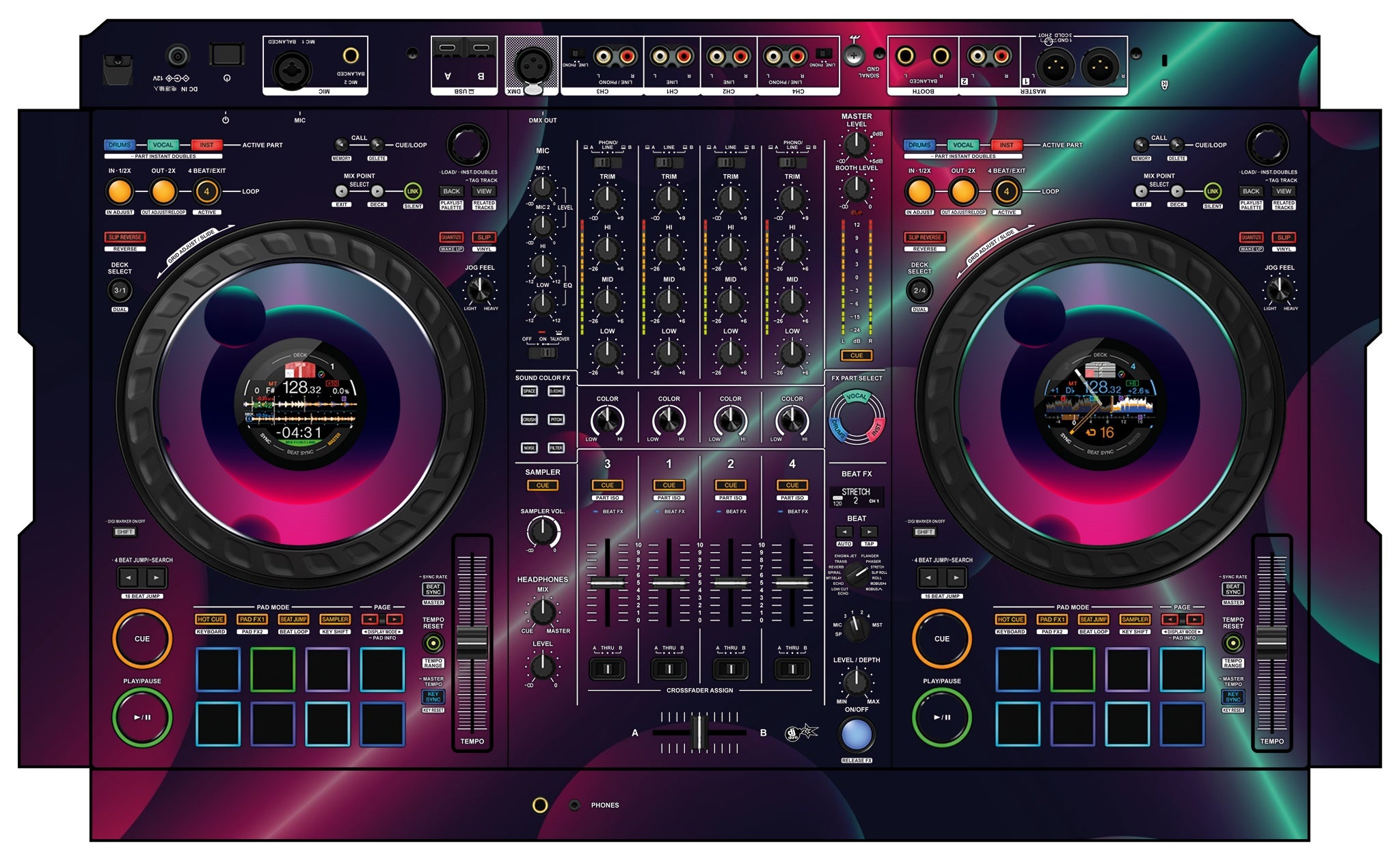 Pioneer DJ DDJ FLX10 Skin Retro Bubble