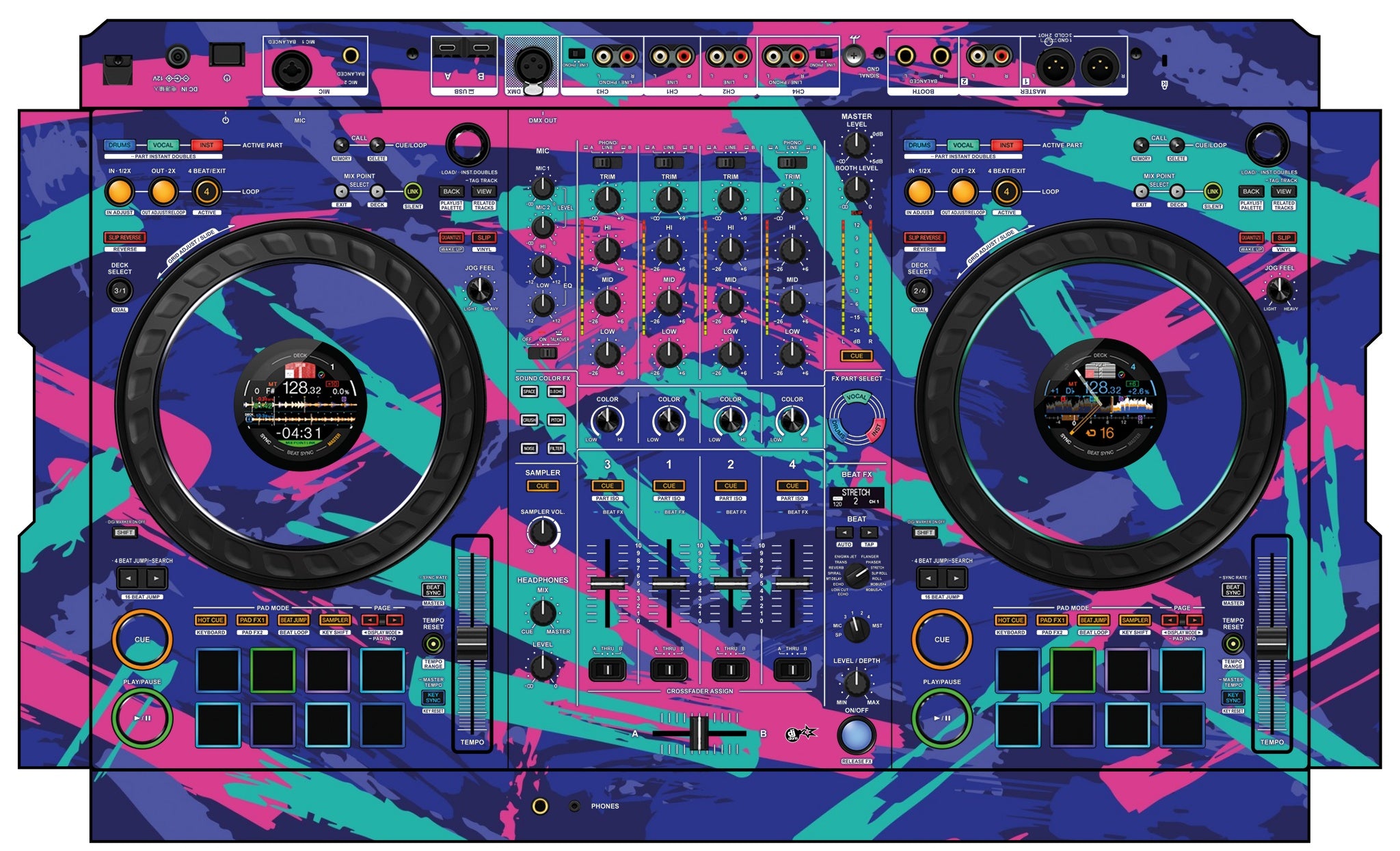 Pioneer DJ DDJ FLX10 Skin Retro Jogger