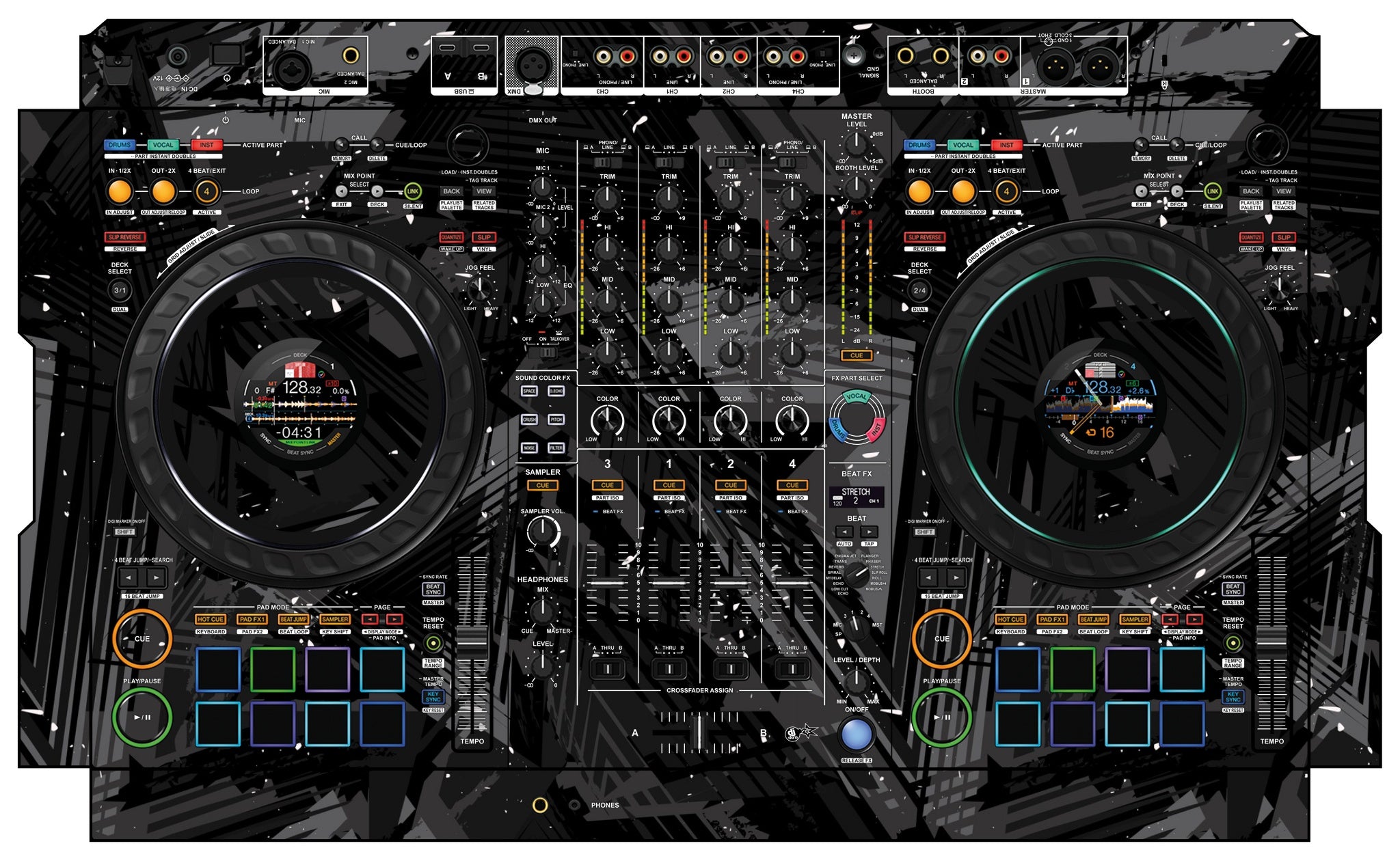 Pioneer DJ DDJ FLX10 Skin Ridge Black
