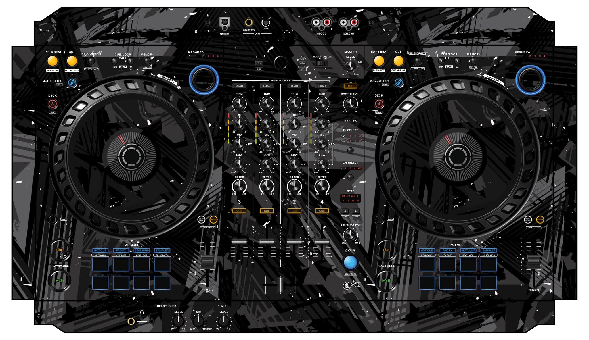 Pioneer DJ DDJ FLX6 Skin Ridge Black