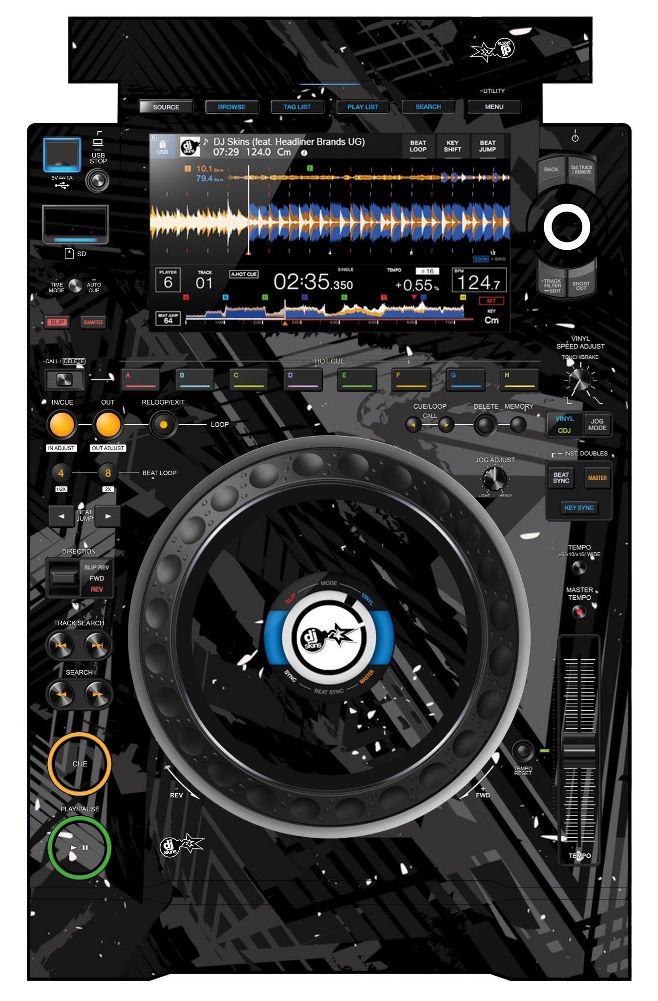 Pioneer DJ CDJ 3000 Skin Ridge Black