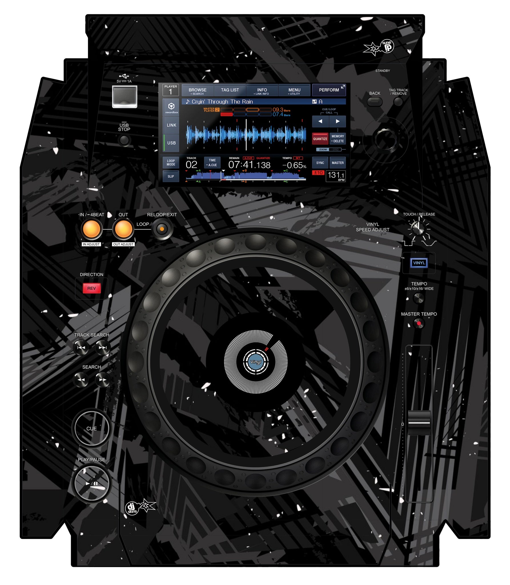 Pioneer DJ XDJ 1000 Skin Ridge Black