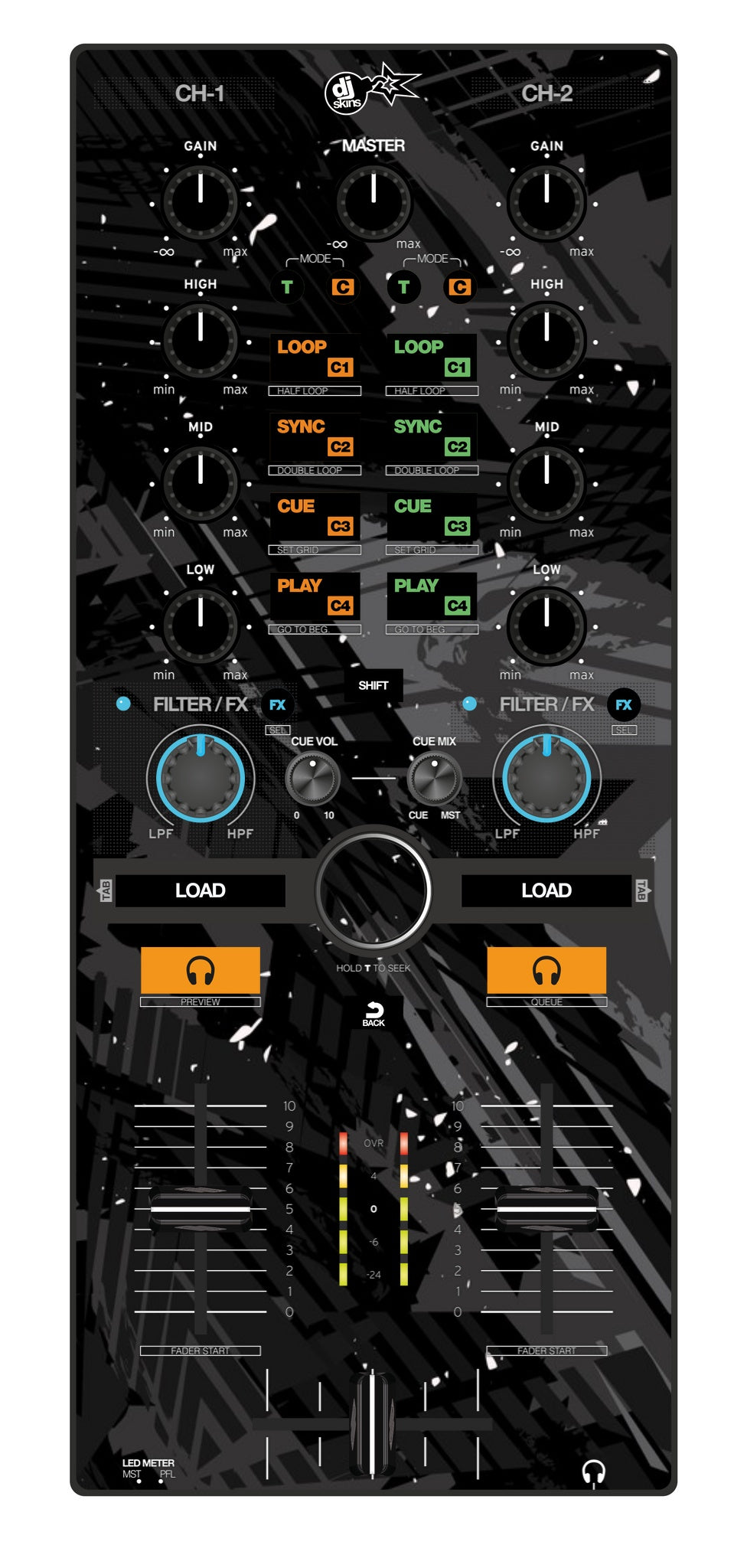 Reloop Mixtour Skin Ridge Black