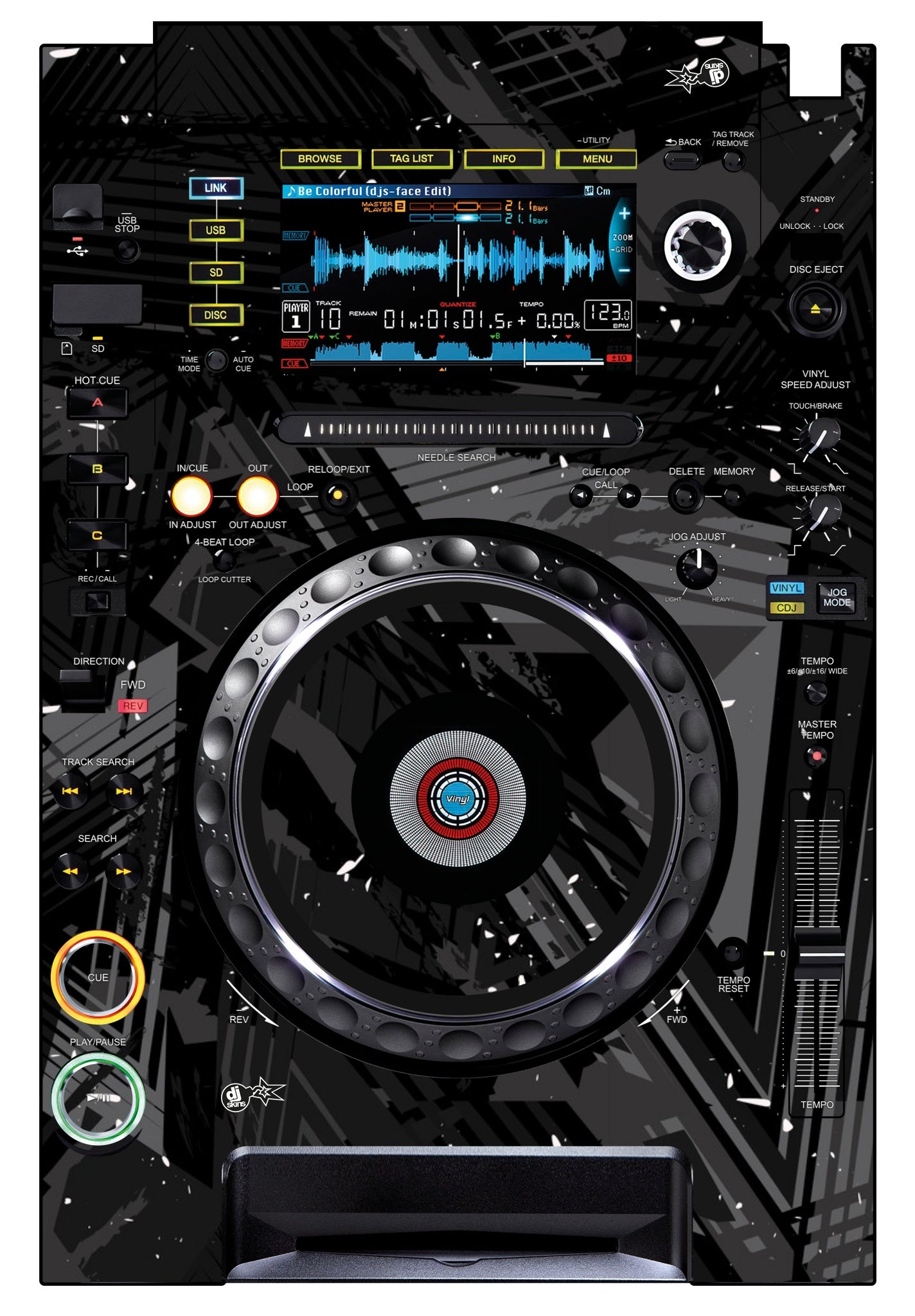 Pioneer DJ CDJ 2000 Skin Ridge Black