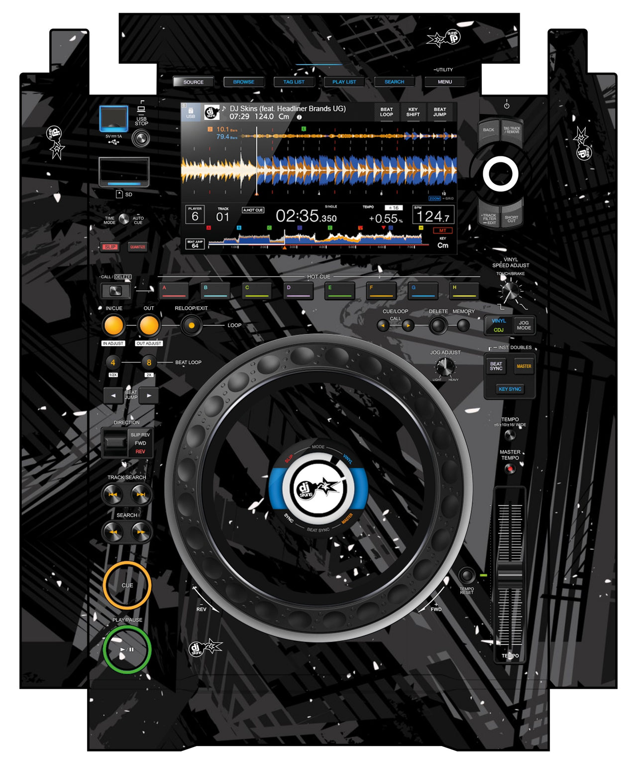 Pioneer DJ CDJ 3000 incl. SIDES Skin Ridge Black