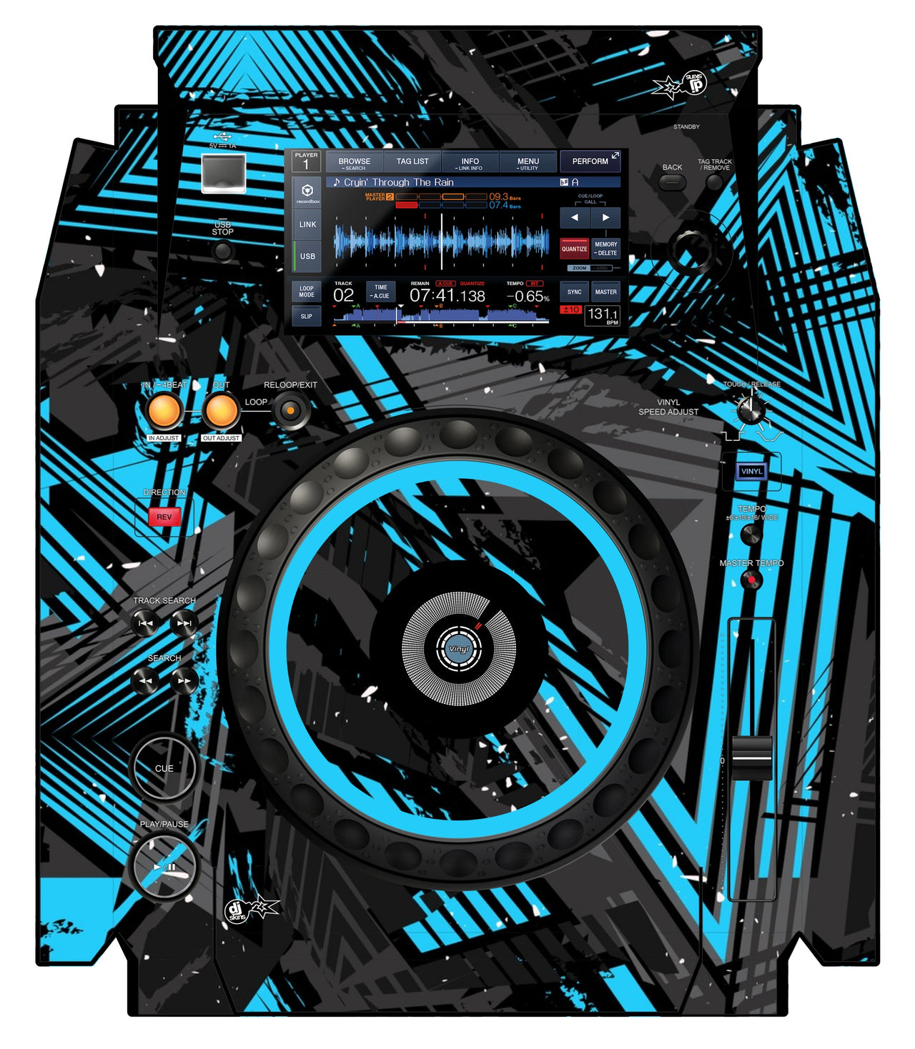 Pioneer DJ XDJ 1000 Skin Ridge Blue Light